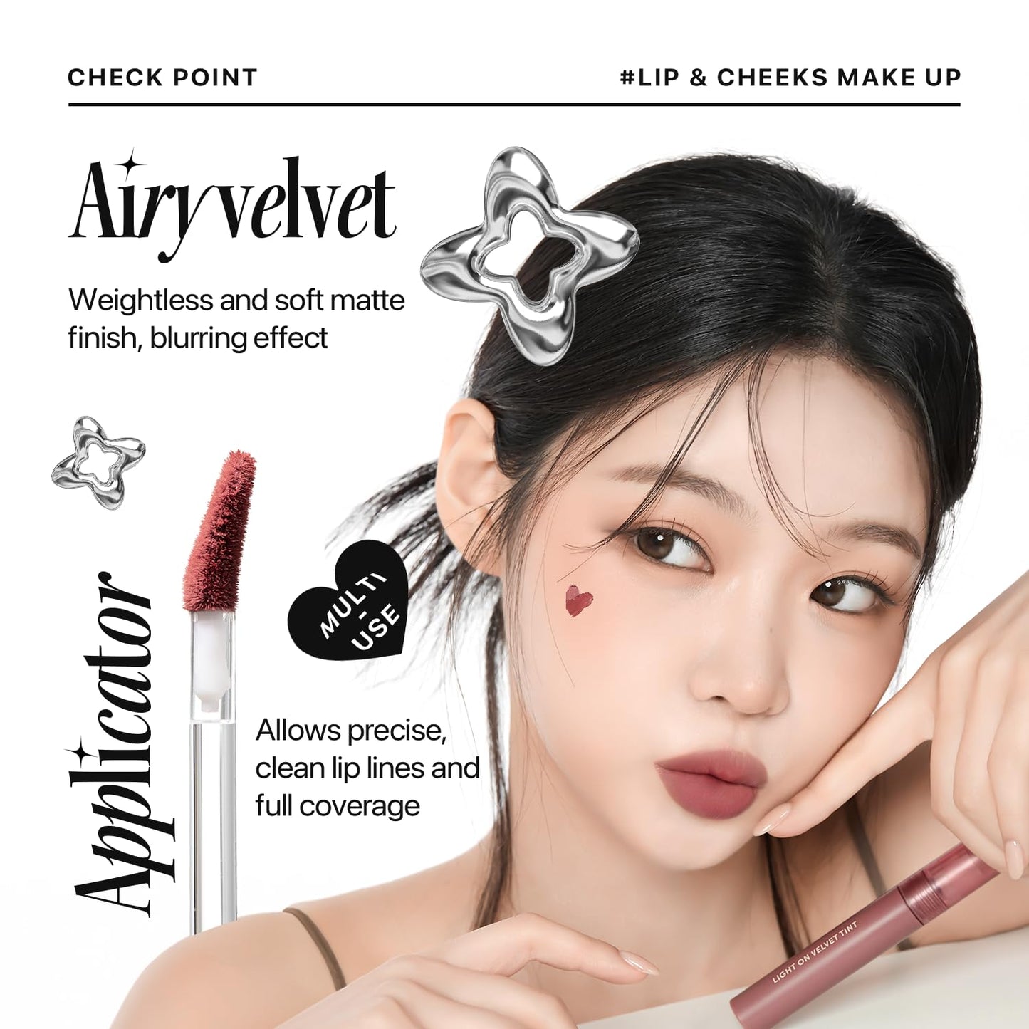 Nature Republic Light on Velvet Tint (05 MOOD FIG), Liquid Lipstick, lip tint, Blur effect, lip& cheek, nude lip,Soft Creamy Matte Finish Lip, Velvety, lip stain, High Pigment, Korean Lip Makeup