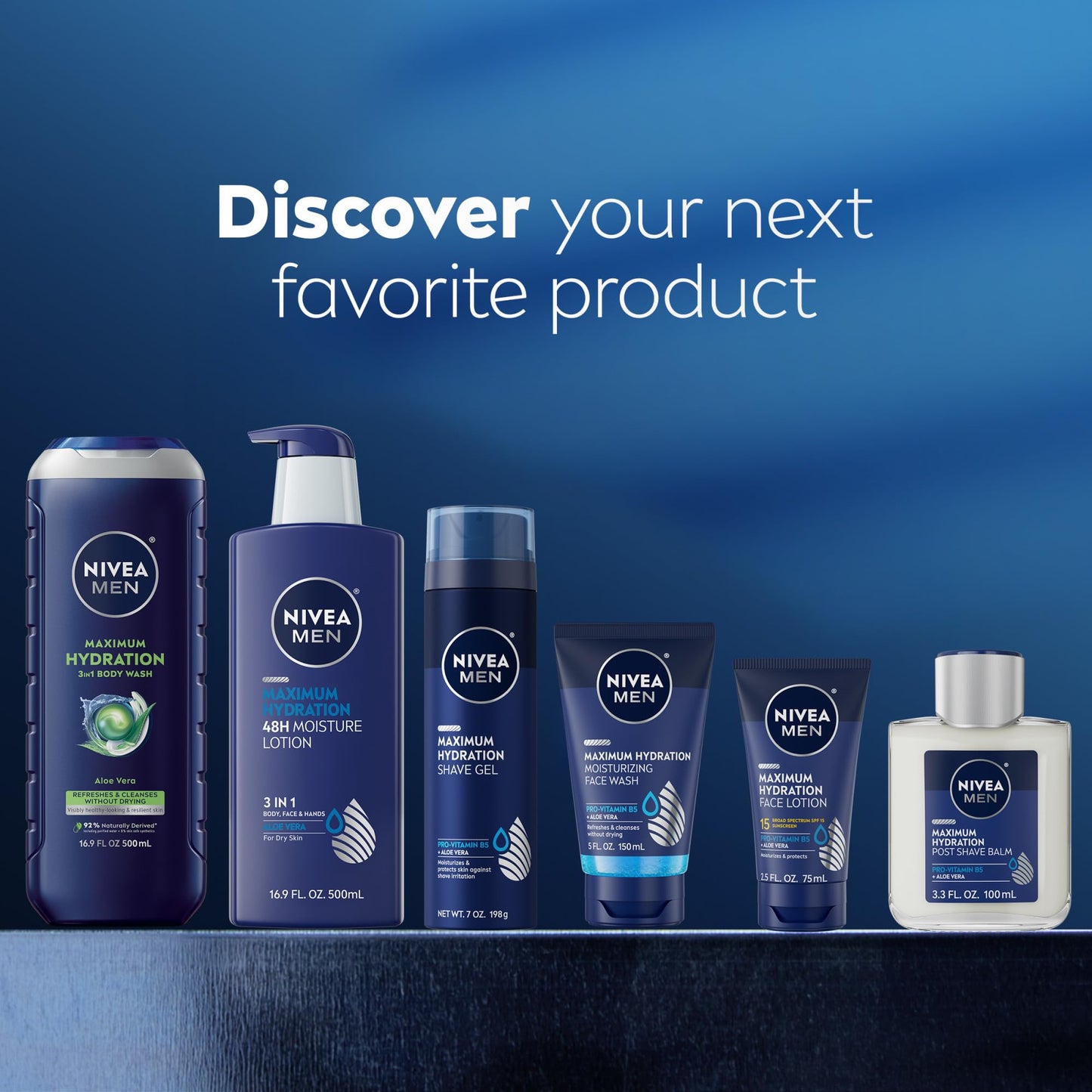 Nivea Men Maximum Hydration Body Wash for Dry Skin, Aloe Vera Enriched, 3-in-1 Moisturizing Body Wash, Face and Hair, Paraben Free, Vegan Formula, 16.9 Fl Oz Bottle, Pack of 3