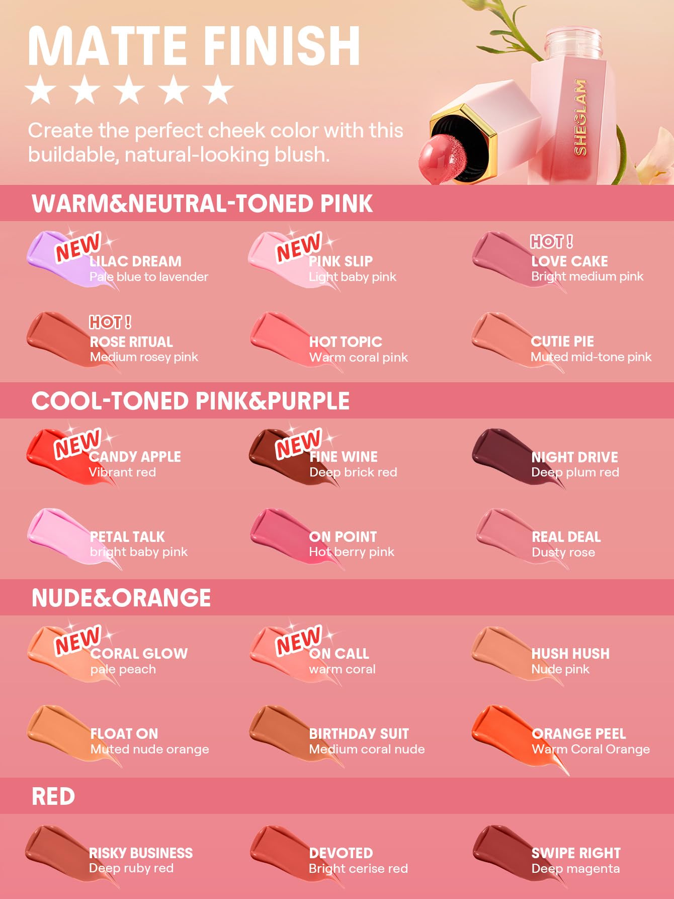 SHEGLAM Color Bloom Liquid Blush Makeup for Cheeks Matte Finish - Love Cake