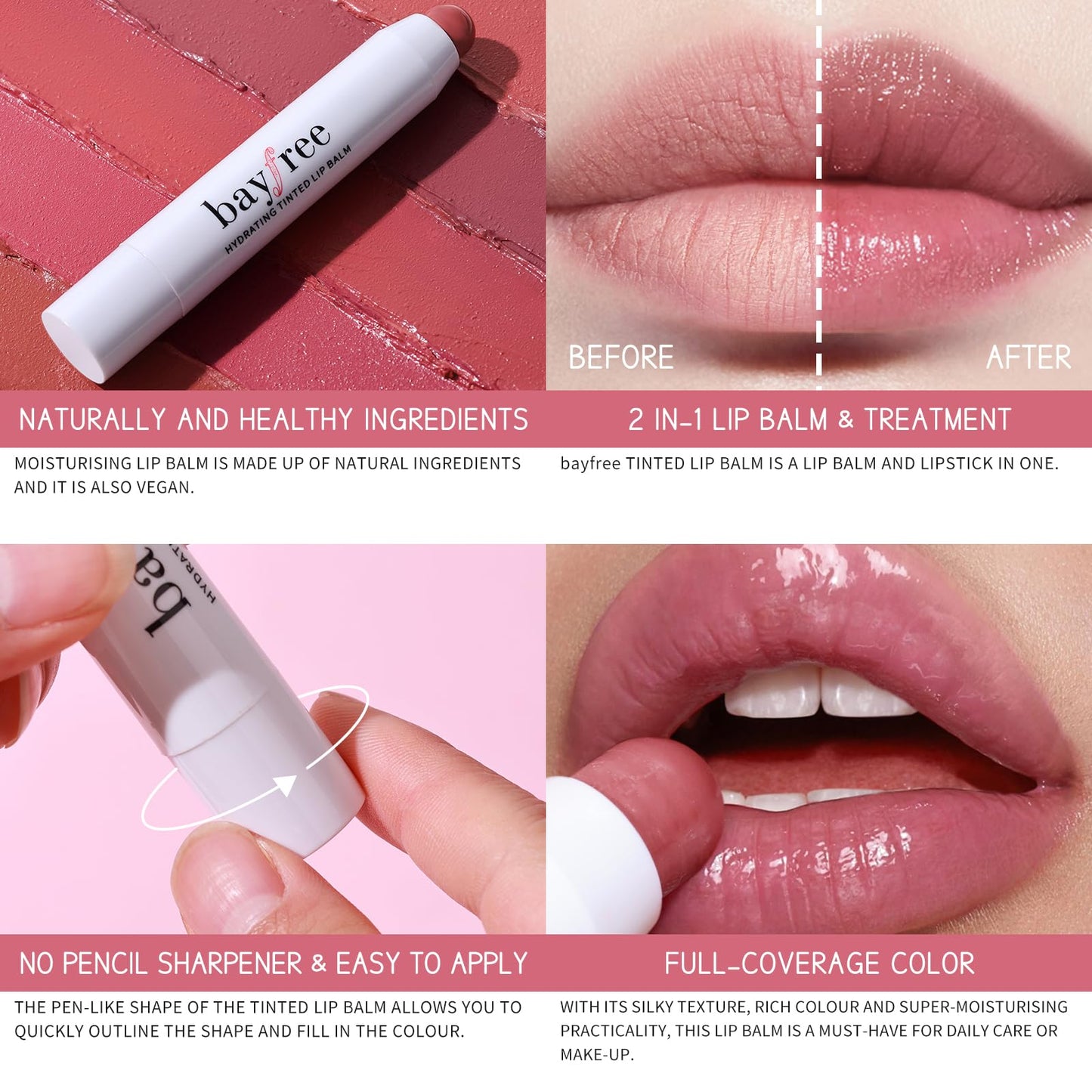 Tinted Lip Balm Plumper, Glossy, Pump Lips, Lightweight, Moisturize & Tint with Jojoba Seed Oil, Vegan Lipbalm Lip Care, Garden