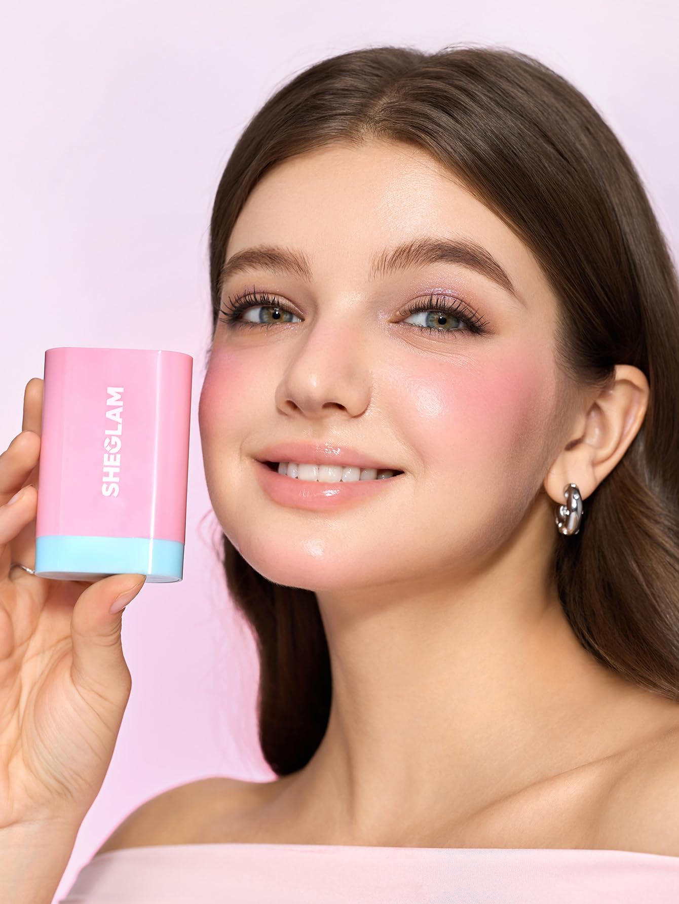 SHEGLAM Glass Glow Blush Stick Cream for Cheek and Lip, Waterproof Hydrating Tinted Solid Moisturizer Blendable Natural Grow Nude Face Blush Makeup-Stunner