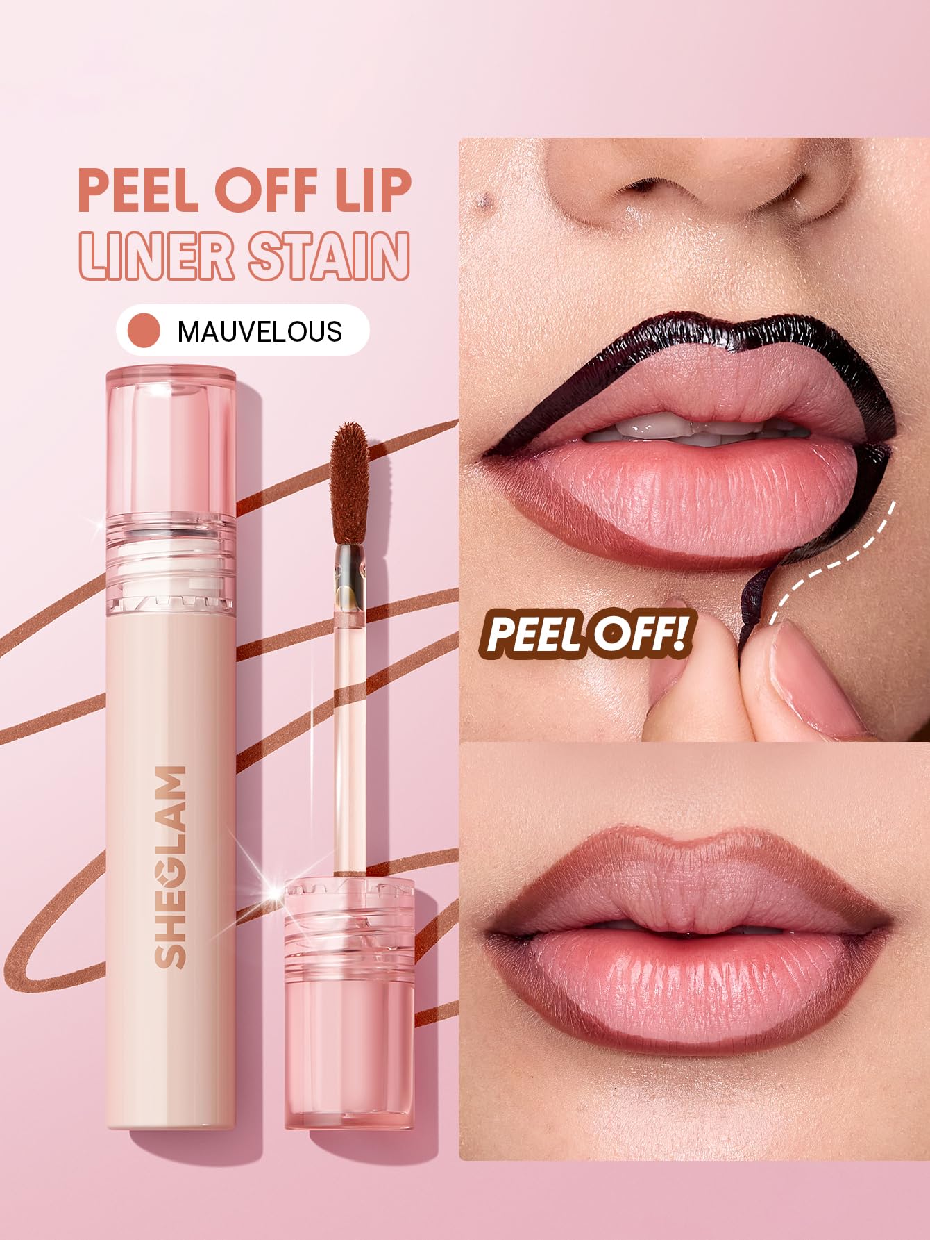 SHEGLAM Fall In Line Peel Off Lip Liner Stain Long Lasting Transfer-proof Nude Lip Tint-Pinky Promise