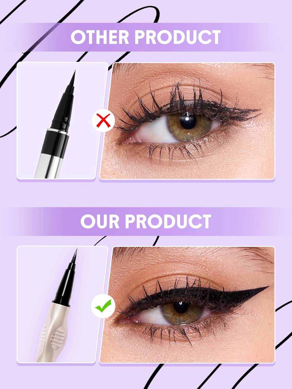 SHEGLAM Glide Control Liquid Eyeliner Smooth Long-Lasting Waterproof Easy to Grip-Matte Black