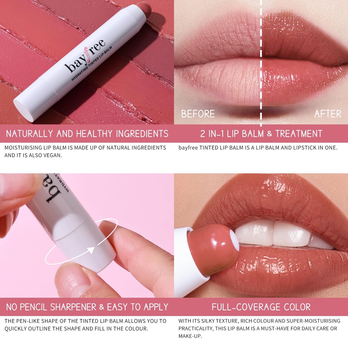 Tinted Lip Balm Plumper, Glossy, Pump Lips, Lightweight, Moisturize & Tint with Jojoba Seed Oil, Vegan Lipbalm Lip Care, Garden