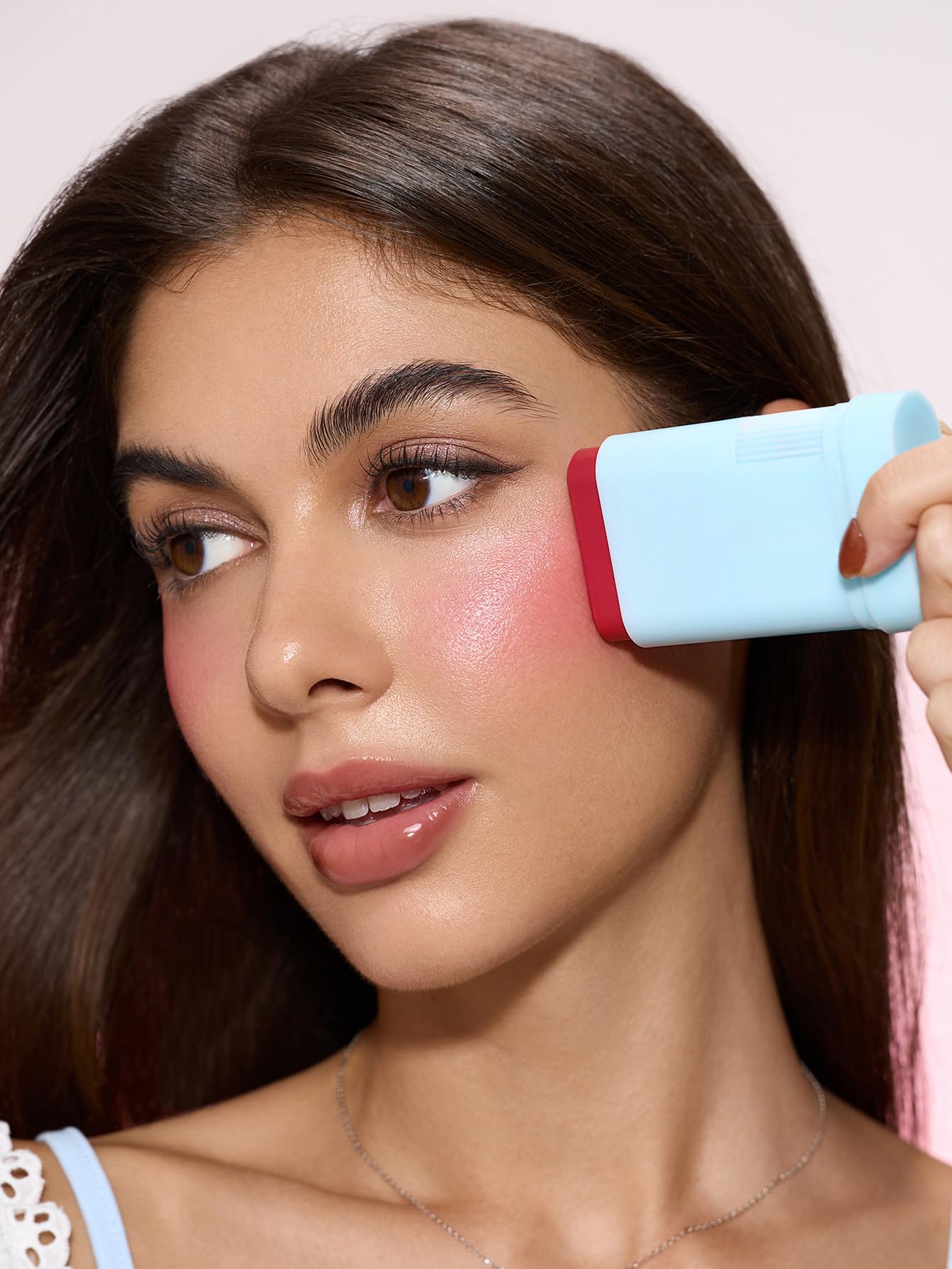 SHEGLAM Glass Glow Blush Stick Cream for Cheek and Lip, Waterproof Hydrating Tinted Solid Moisturizer Blendable Natural Grow Nude Face Blush Makeup-Stunner