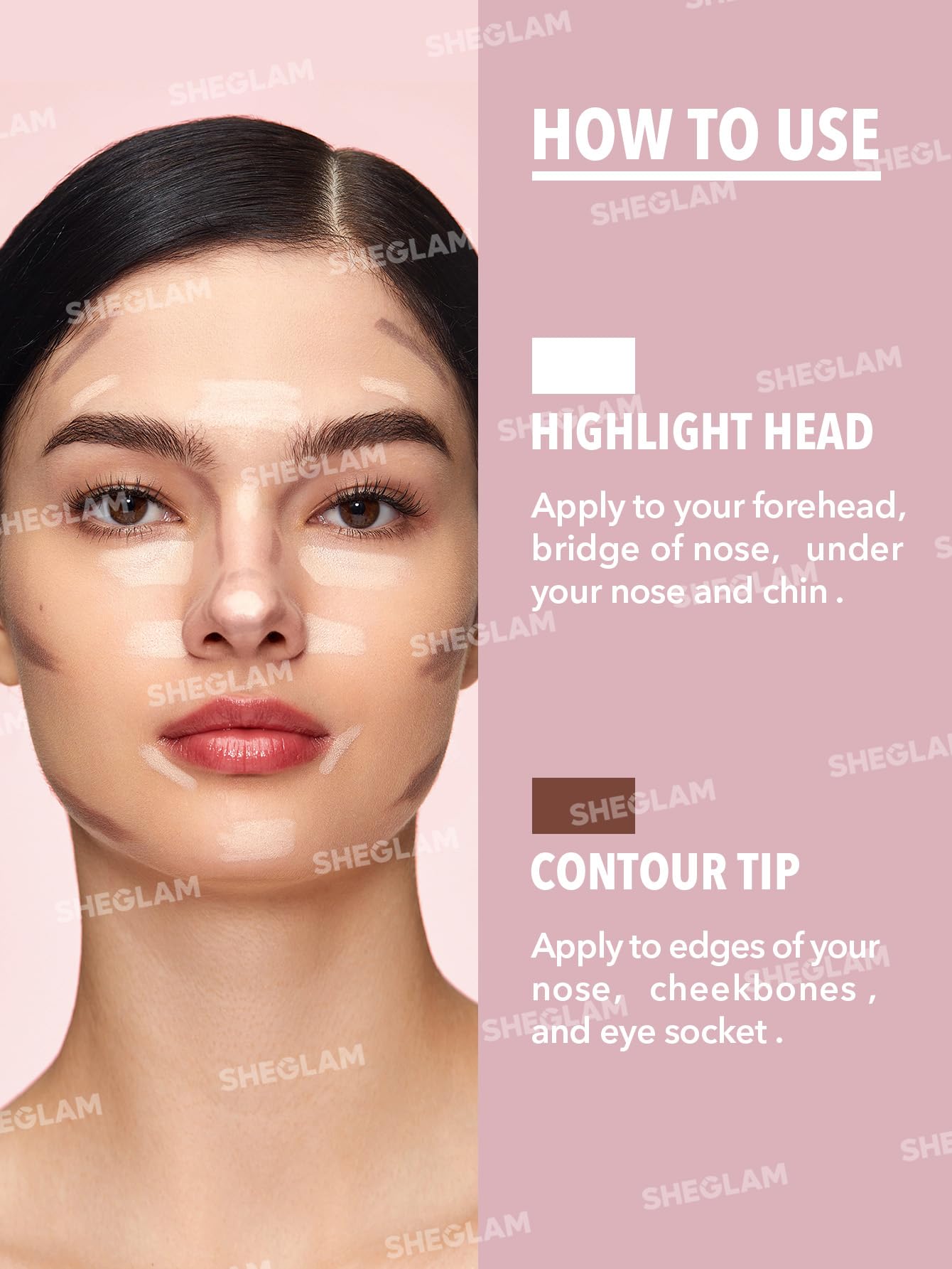 SHEGLAM Fine Line 2-In-1 Nose Contour & Highlight Pen Long Lasting Waterproof Cream Bronzer & Highlight Sticks-Umber