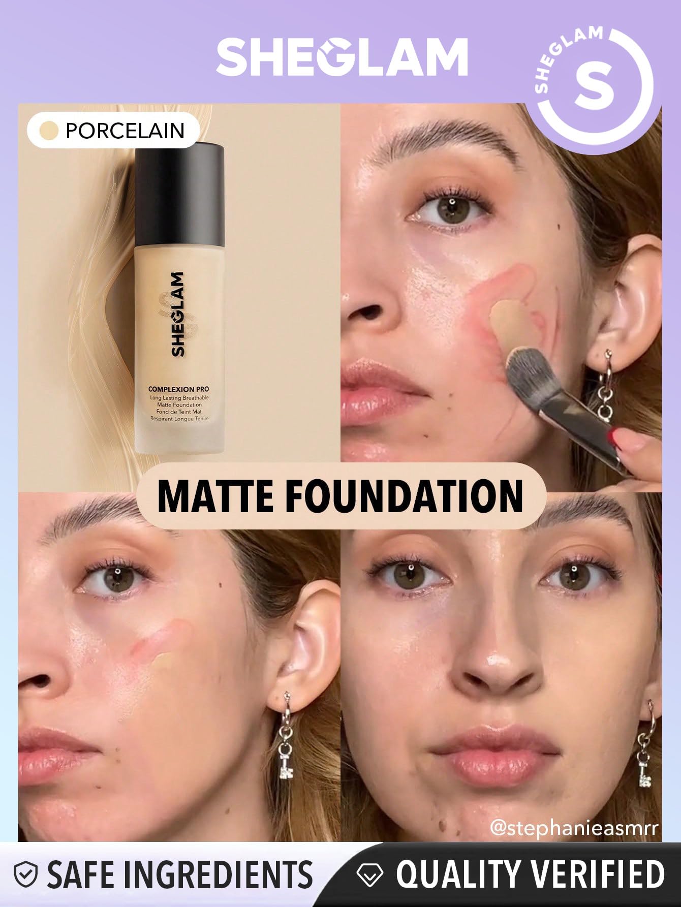 SHEGLAM Full Coverage Foundation Makeup Long Lasting Waterproof Matte Dewy Liquid Foundation - Nude