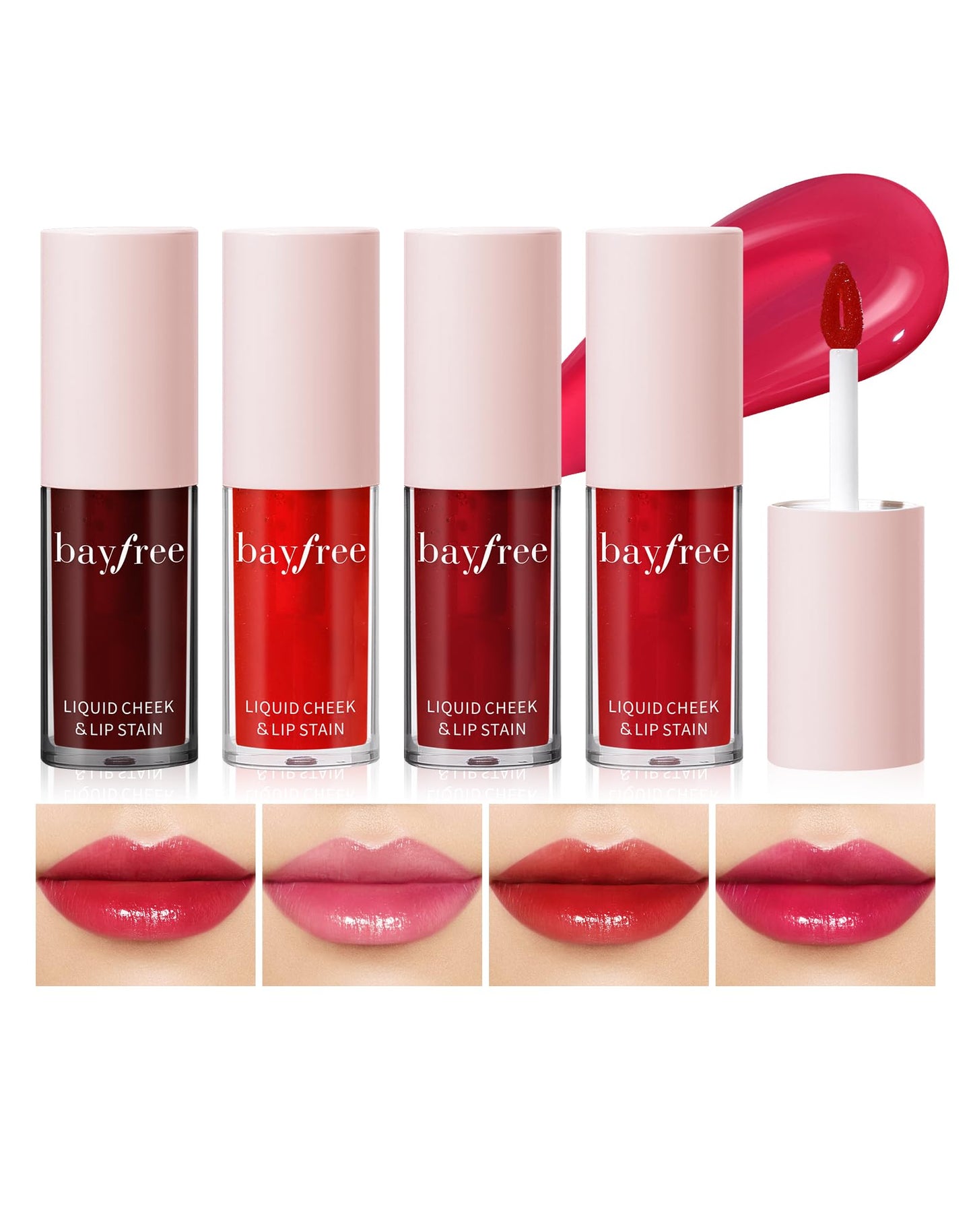 Lip Stain Set, Smudge-Proof Juicy Lip Tint Stain and Cheek Tint, Transfer-Proof & Long-Lasting, Moisturizing Non-Sticky Vegan Formula, Korean Makeup