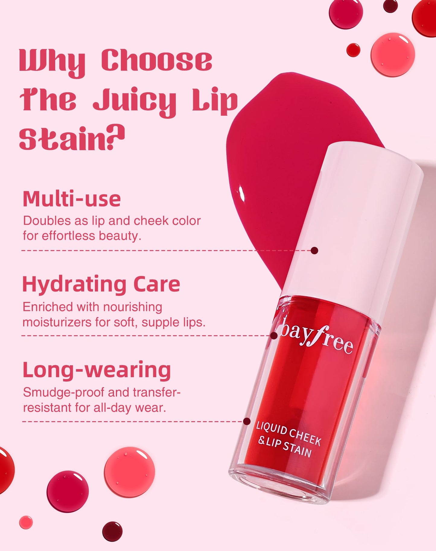Lip Stain Set, Smudge-Proof Juicy Lip Tint Stain and Cheek Tint, Transfer-Proof & Long-Lasting, Moisturizing Non-Sticky Vegan Formula, Korean Makeup