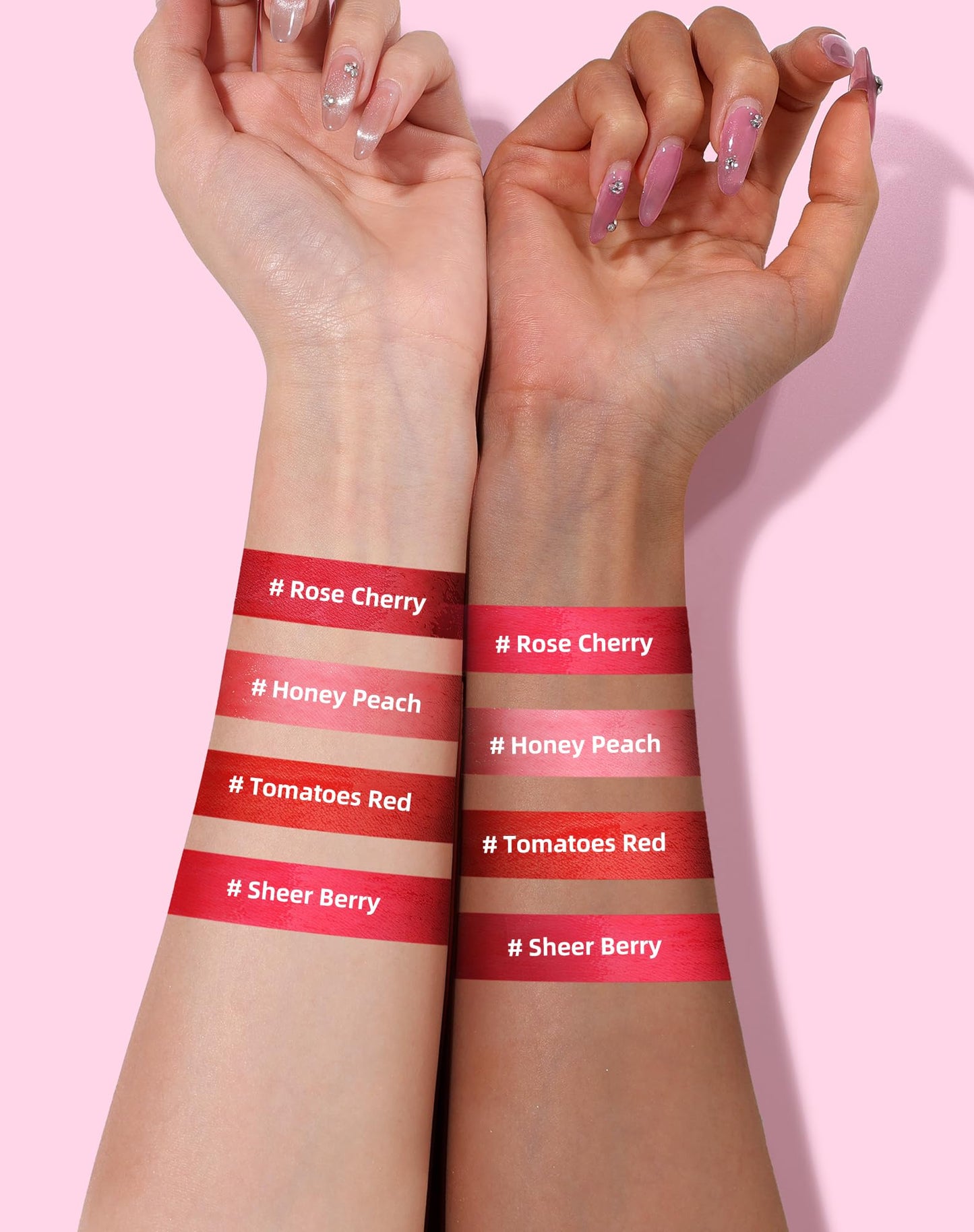 Lip Stain Set, Smudge-Proof Juicy Lip Tint Stain and Cheek Tint, Transfer-Proof & Long-Lasting, Moisturizing Non-Sticky Vegan Formula, Korean Makeup