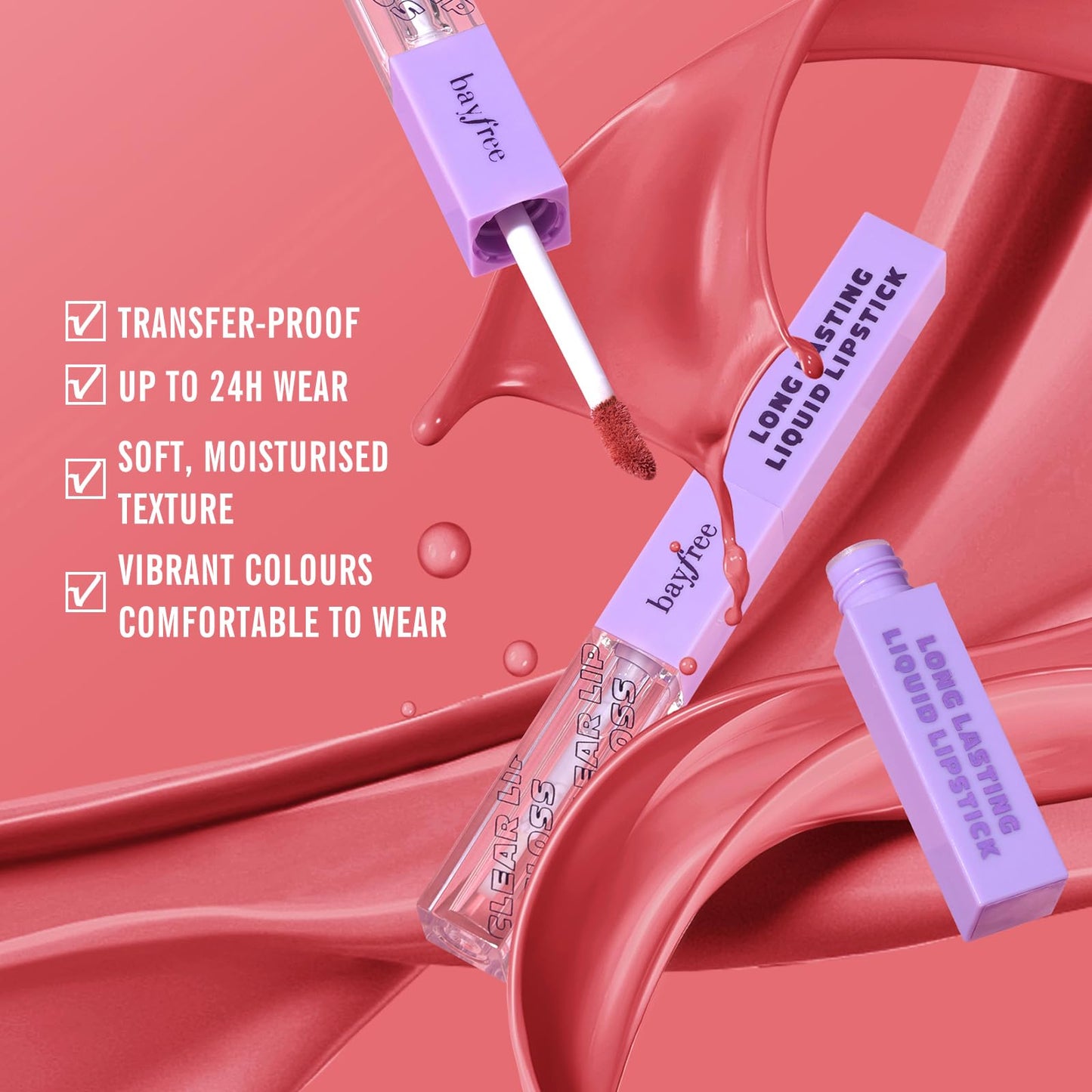 Long Lasting Liquid Lipstick with Clear Lip Gloss Set, High Pigment and Shine Lip Stain, Waterproof, Kiss-Proof, Up to 24H Wear, 0.15 Fl oz (Nude Rose Gold)