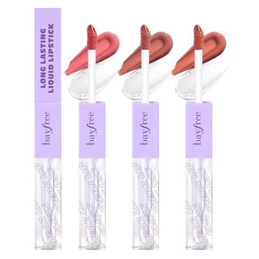 Long Lasting Liquid Lipstick with Clear Lip Gloss Set, High Pigment and Shine Lip Stain, Waterproof, Kiss-Proof, Up to 24H Wear, 0.15 Fl oz (Nude Rose Gold)
