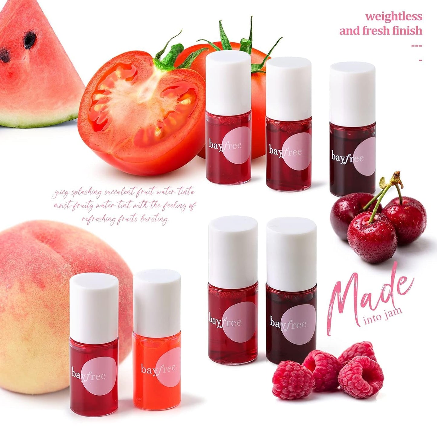 Lip Tint Stain Set, Korean Water Tint Lightweight Non-sticky, Waterproof Long Lasting Liquid Blush & Lip Stain, Transfer-Proof, Matte Finish Lip Color Makeup (made into jam)
