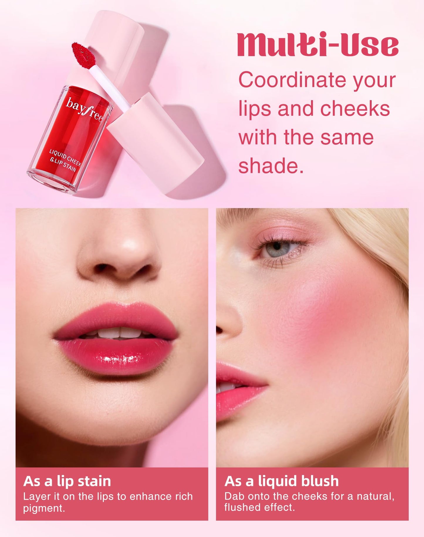 Lip Stain Set, Smudge-Proof Juicy Lip Tint Stain and Cheek Tint, Transfer-Proof & Long-Lasting, Moisturizing Non-Sticky Vegan Formula, Korean Makeup