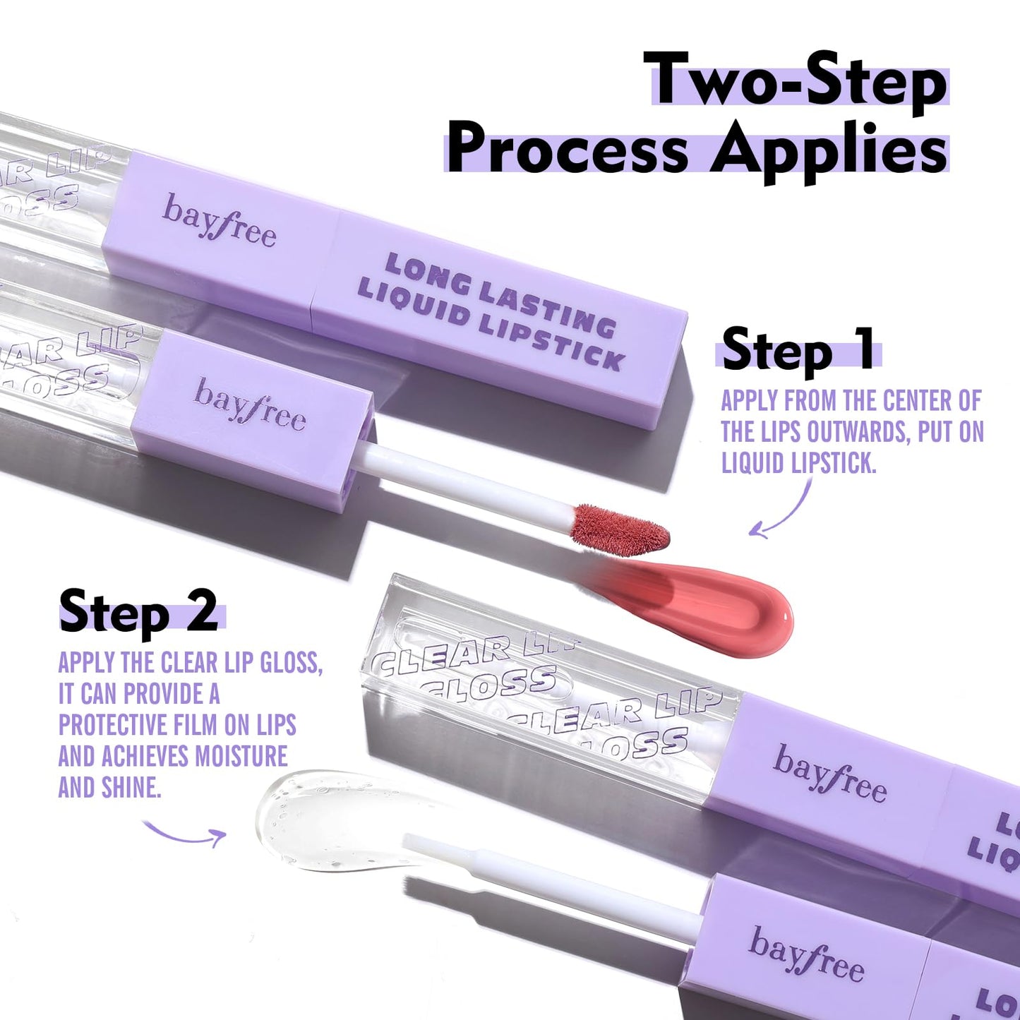 Long Lasting Liquid Lipstick with Clear Lip Gloss Set, High Pigment and Shine Lip Stain, Waterproof, Kiss-Proof, Up to 24H Wear, 0.15 Fl oz (Nude Rose Gold)