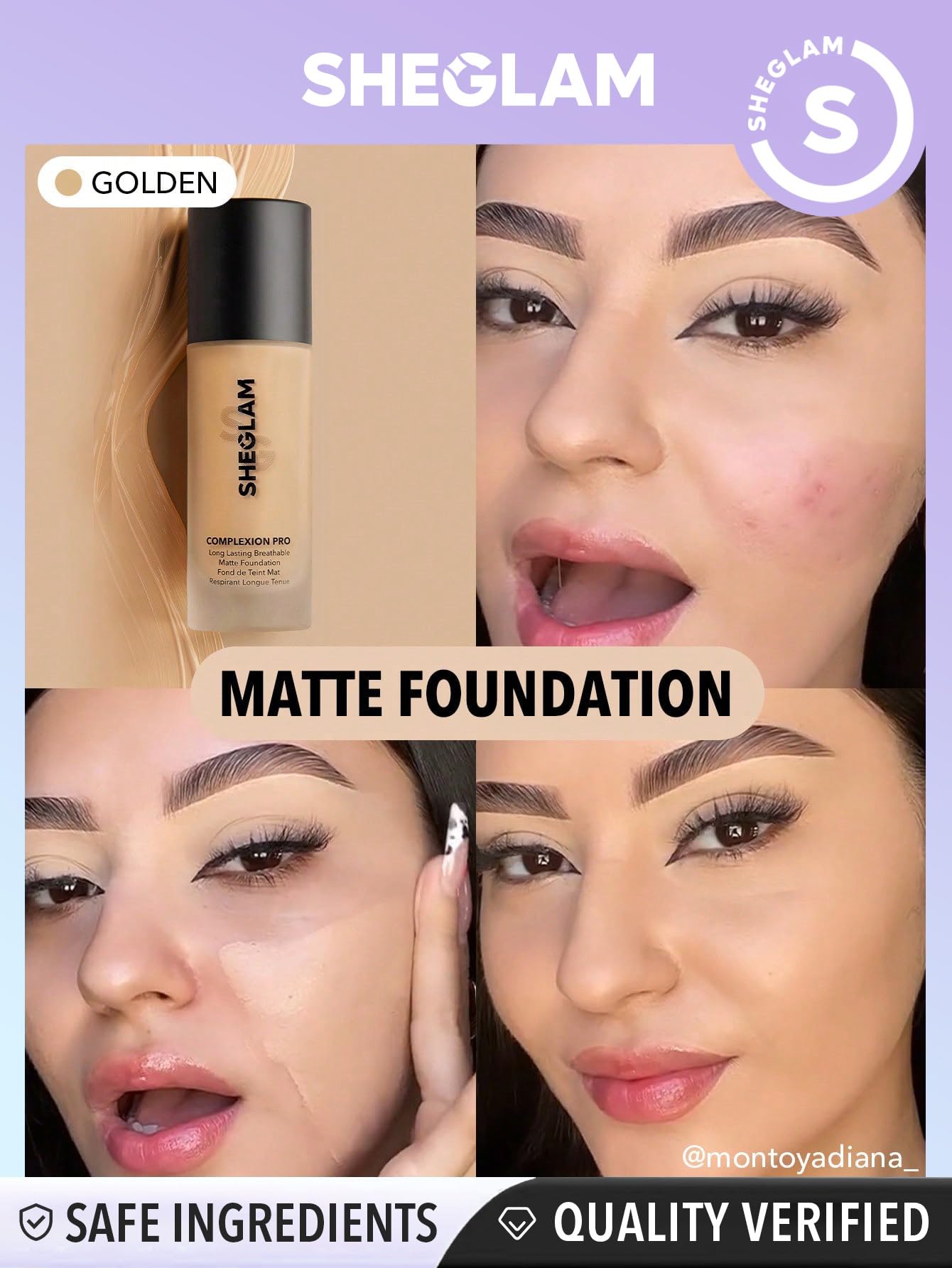 SHEGLAM Full Coverage Foundation Makeup Long Lasting Waterproof Matte Dewy Liquid Foundation - Nude
