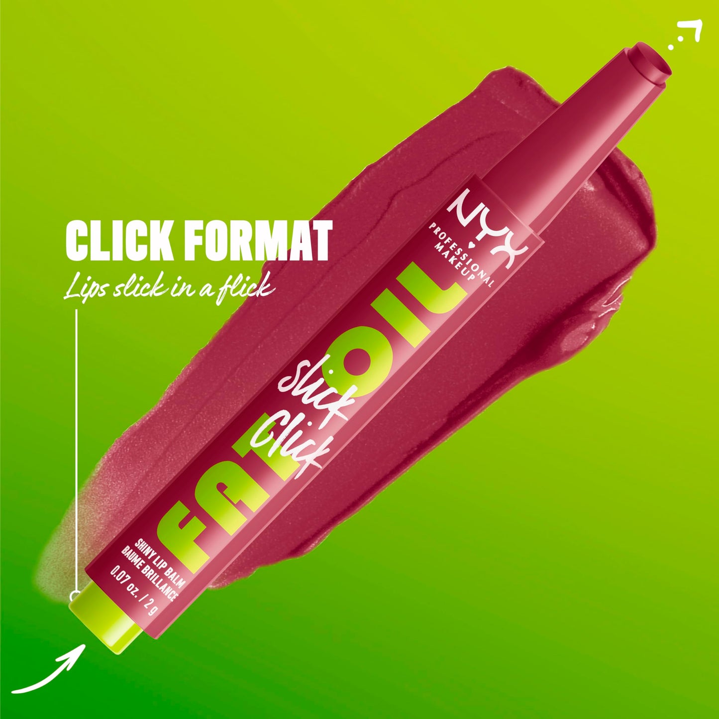 NYX PROFESSIONAL MAKEUP Fat Oil Slick Click, Lightweight, Buildable, Pigmented Vegan Lip Balm - No Filter Needed