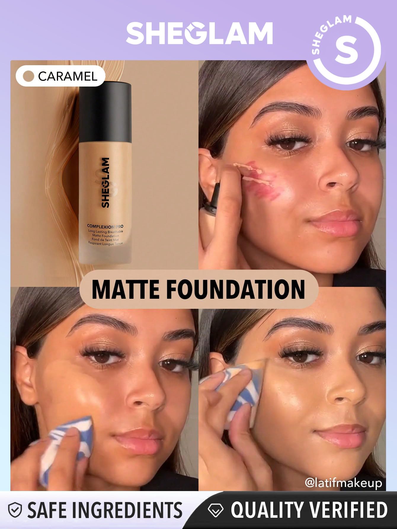 SHEGLAM Full Coverage Foundation Makeup Long Lasting Waterproof Matte Dewy Liquid Foundation - Nude