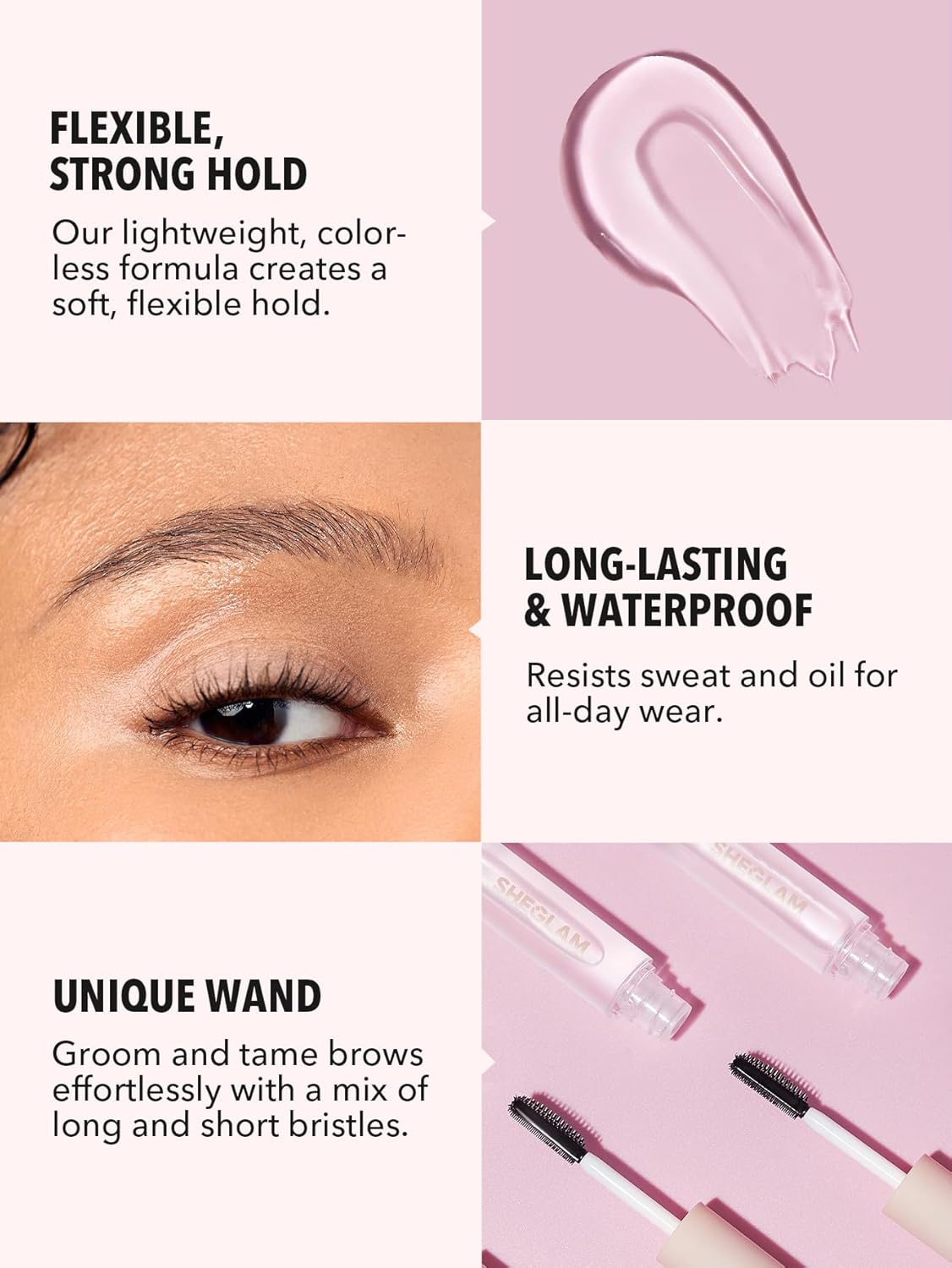 SHEGLAM Set Me Up Brow Gel Long Lasting Waterproof Clear Eyebrow Gel Long Wear Smudge-proof Moisturizing