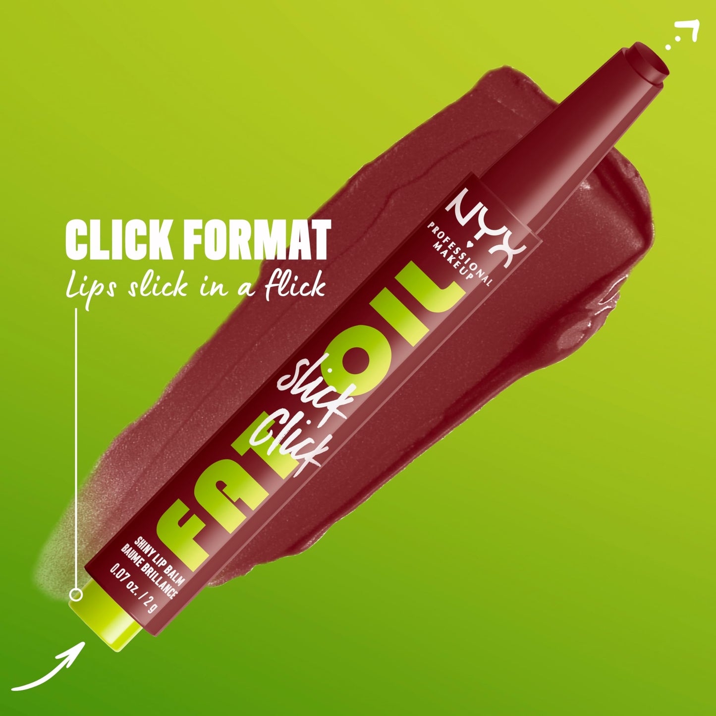 NYX PROFESSIONAL MAKEUP Fat Oil Slick Click, Lightweight, Buildable, Pigmented Vegan Lip Balm - No Filter Needed