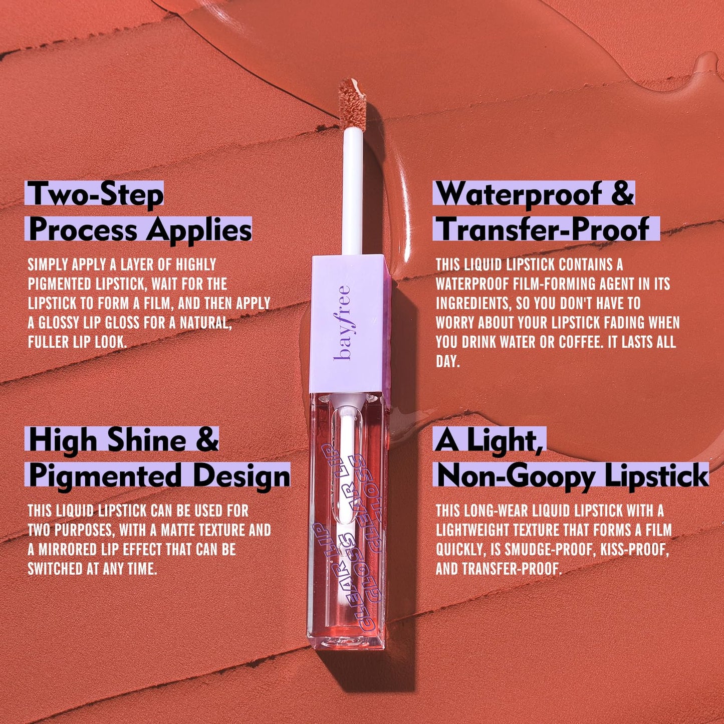 Long Lasting Liquid Lipstick with Clear Lip Gloss Set, High Pigment and Shine Lip Stain, Waterproof, Kiss-Proof, Up to 24H Wear, 0.15 Fl oz (Nude Rose Gold)