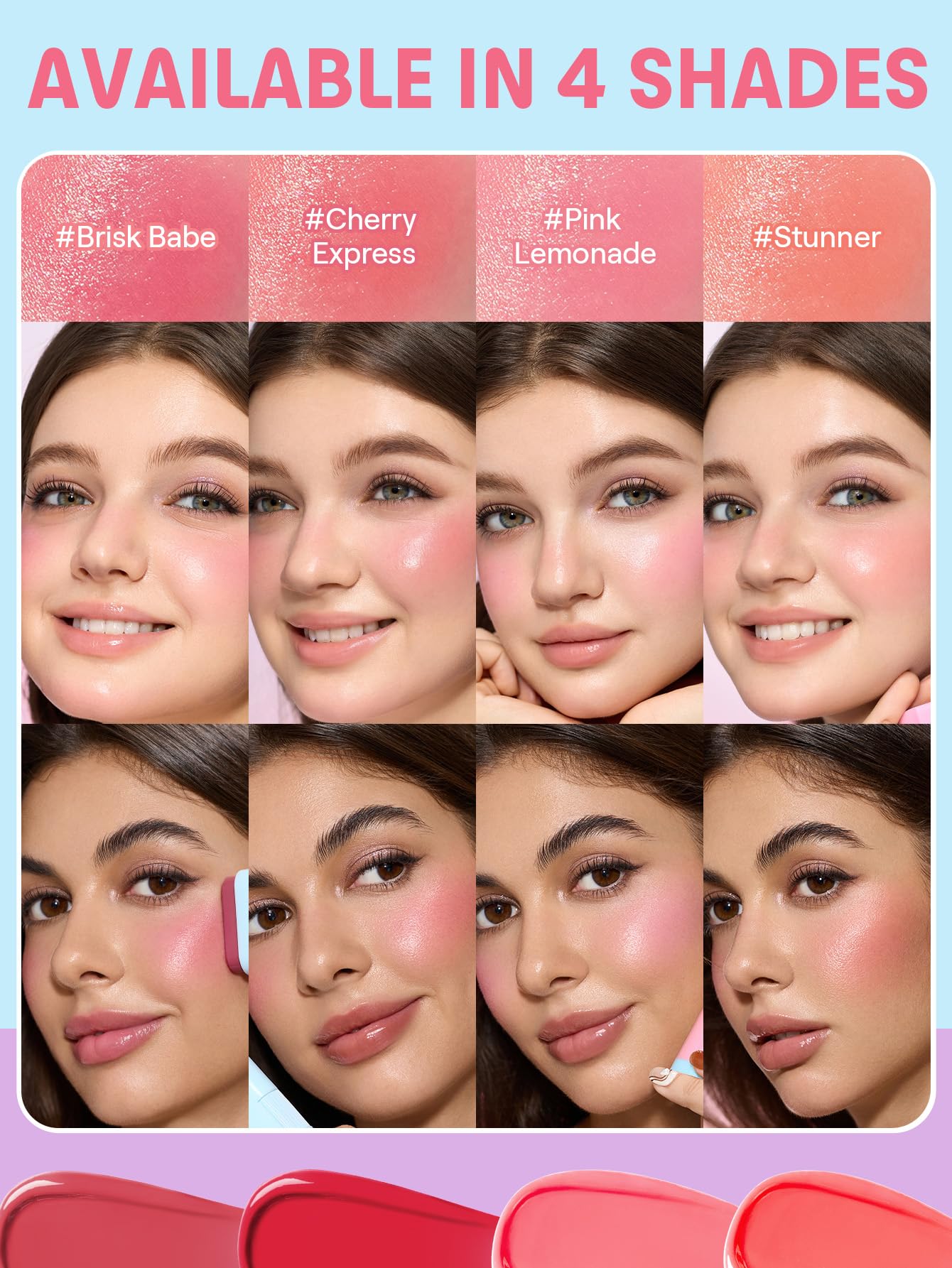 SHEGLAM Glass Glow Blush Stick Cream for Cheek and Lip, Waterproof Hydrating Tinted Solid Moisturizer Blendable Natural Grow Nude Face Blush Makeup-Stunner