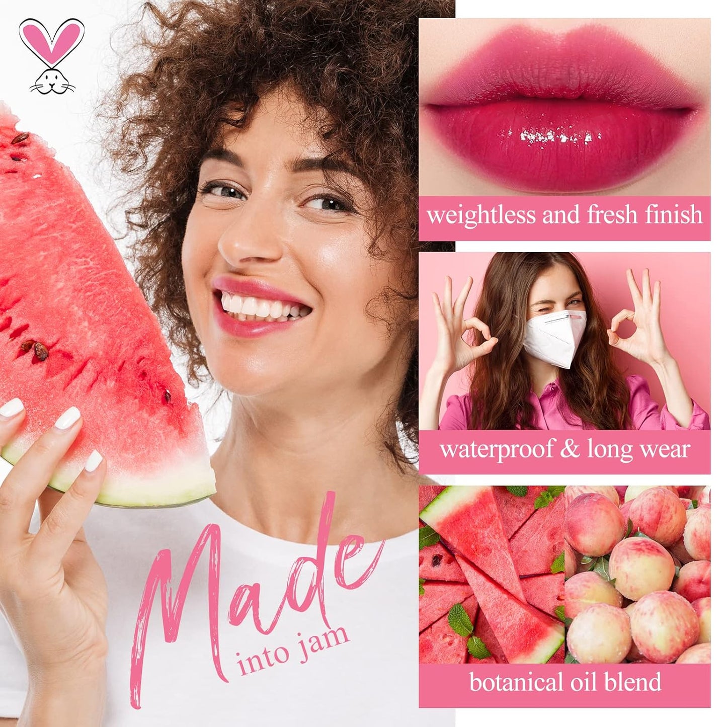 Lip Tint Stain Set Long Lasting Waterproof, Lightweight, Non-sticky, Transfer-Proof & Hydrating Tinted Lip Balm, Natural Gloss Finish, Lightweight