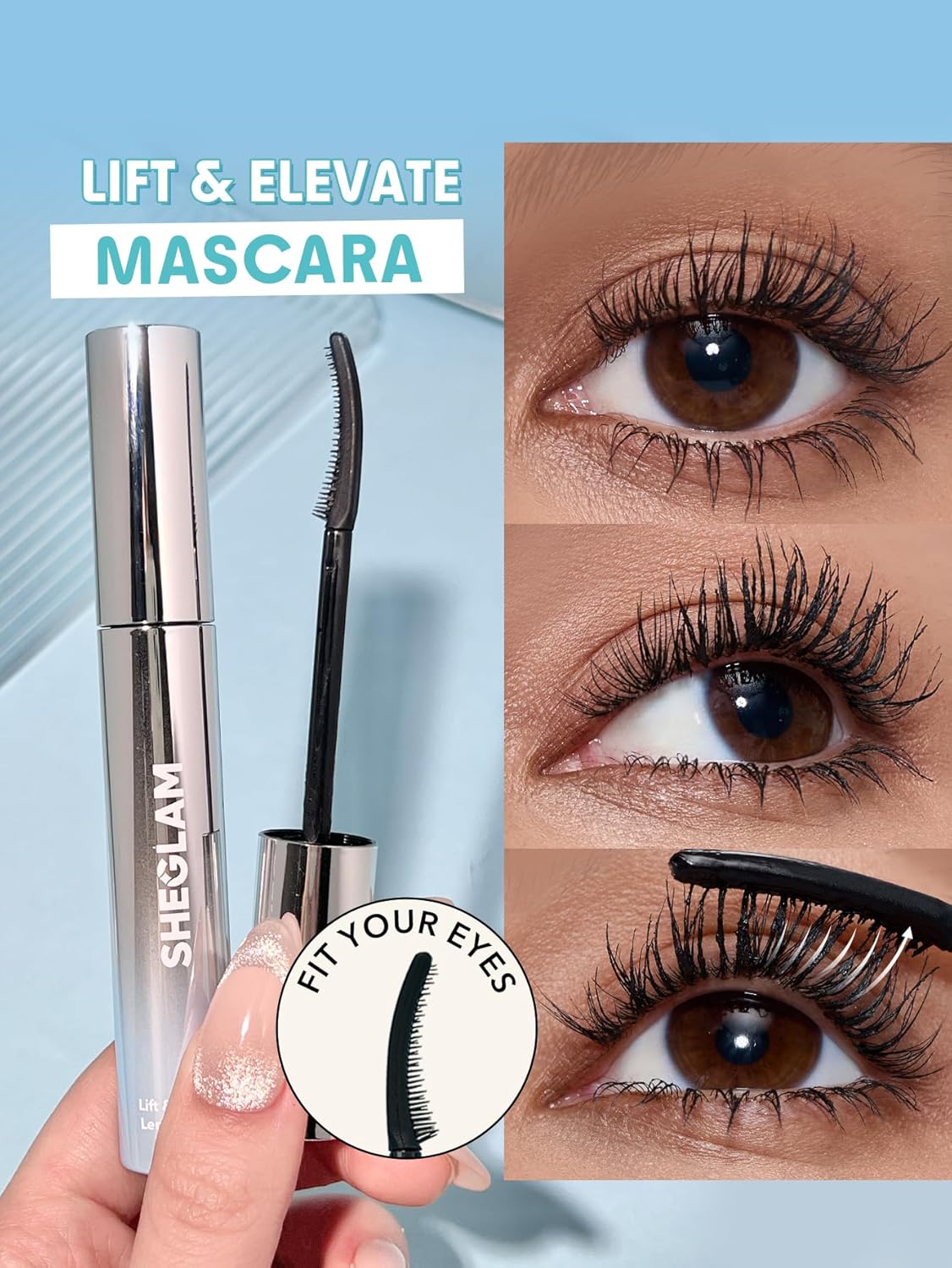SHEGLAM Lift & Elevate Lengthening Mascara Lengthening Waterproof Mascara,Vegan & Cruelty-Free,Long-lasting- Black
