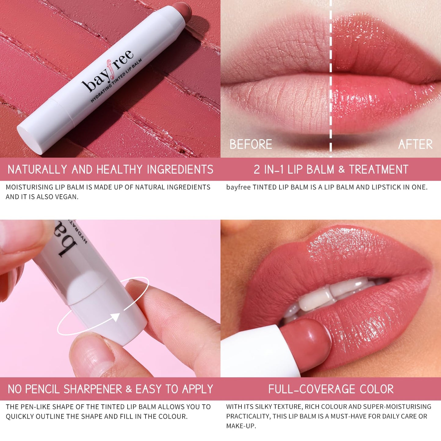 Tinted Lip Balm Plumper, Glossy, Pump Lips, Lightweight, Moisturize & Tint with Jojoba Seed Oil, Vegan Lipbalm Lip Care, Garden