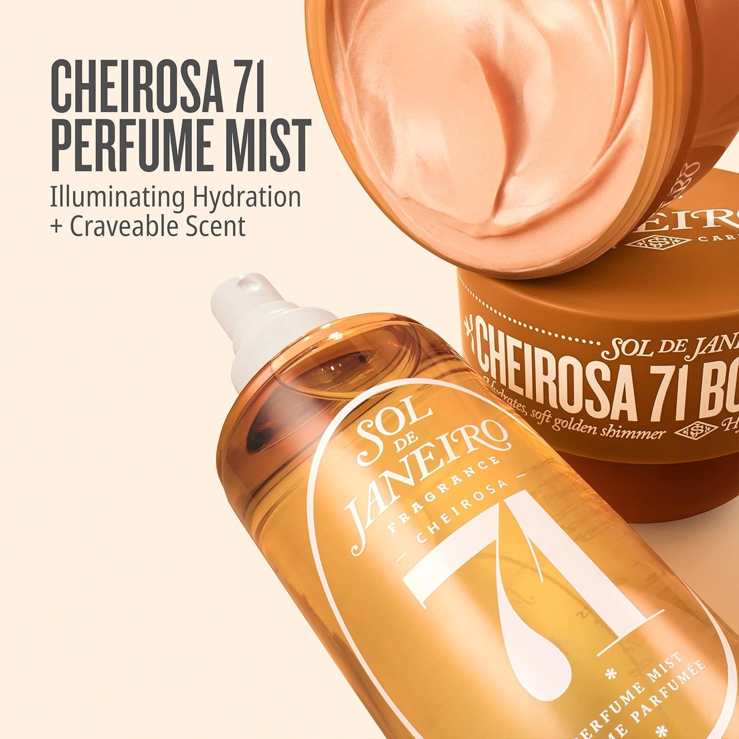 Sol de Janeiro Cheirosa 71 Shimmering Body Cream & Hair and Body Fragrance Mist Duo | Limited Edition | Amazon Exclusive