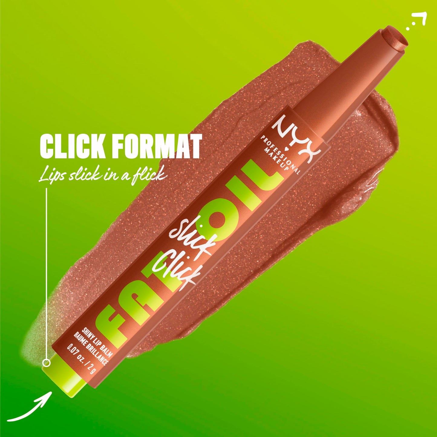 NYX PROFESSIONAL MAKEUP Fat Oil Slick Click, Lightweight, Buildable, Pigmented Vegan Lip Balm - No Filter Needed