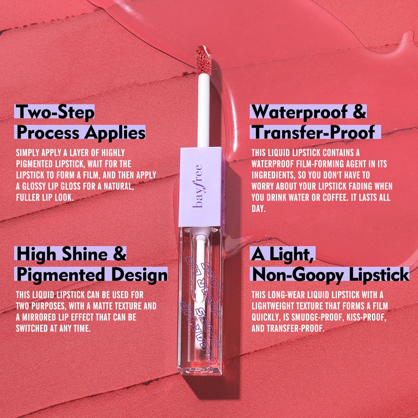 Long Lasting Liquid Lipstick with Clear Lip Gloss Set, High Pigment and Shine Lip Stain, Waterproof, Kiss-Proof, Up to 24H Wear, 0.15 Fl oz (Nude Rose Gold)