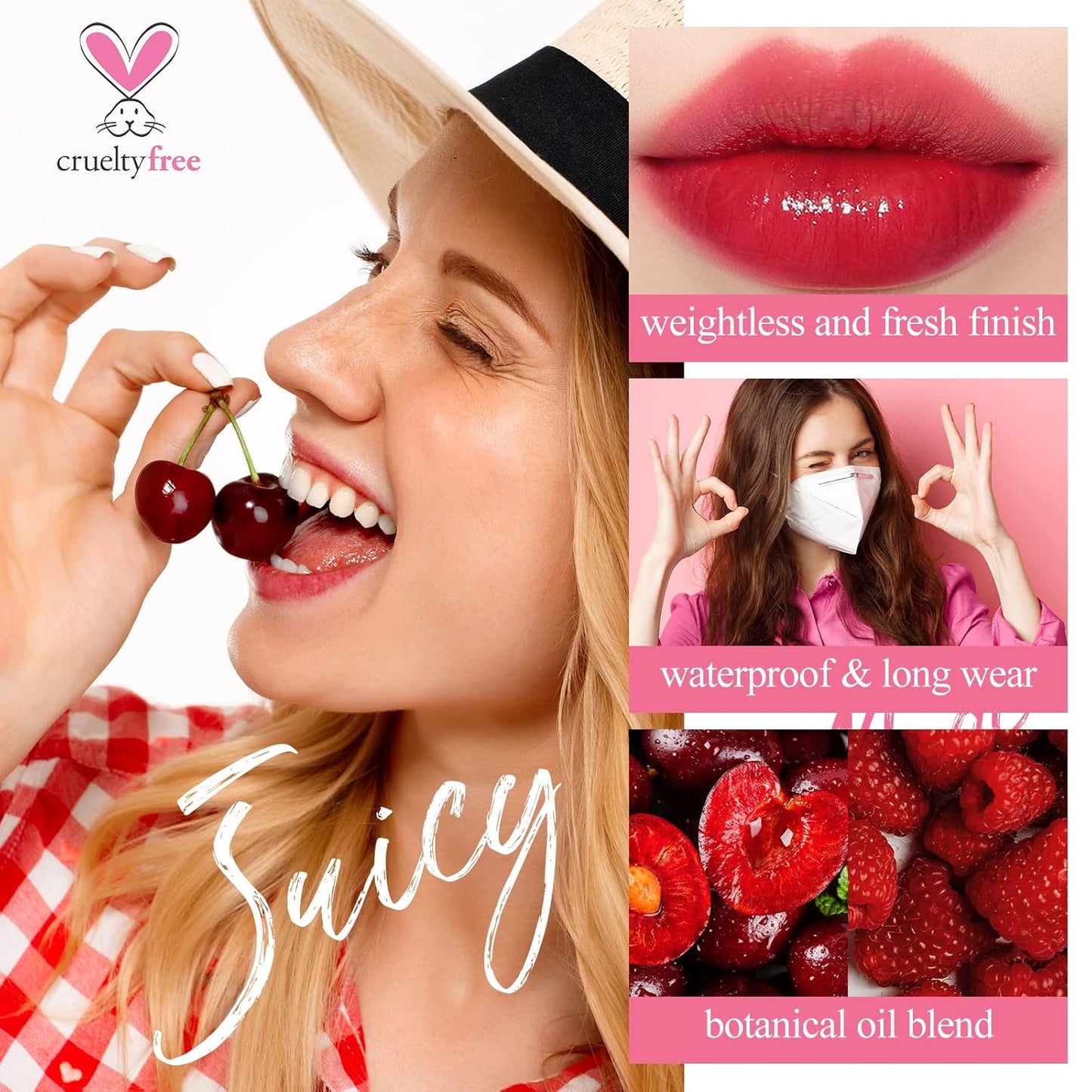 Lip Tint Stain Set Long Lasting Waterproof, Lightweight, Non-sticky, Transfer-Proof & Hydrating Tinted Lip Balm, Natural Gloss Finish, Lightweight