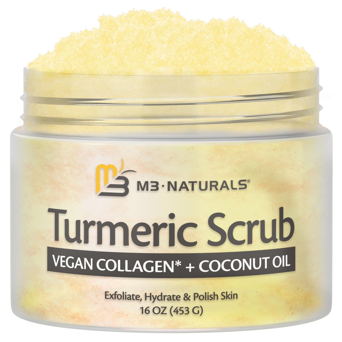 Arabica Coffee Scrub for Hands, Feet, and Body, Exfoliating Scrub with Collagen and Stem Cells, Face Cleanser for Cellulite, Fine Lines, and Stretch Marks by M3 Naturals (1 Pack)