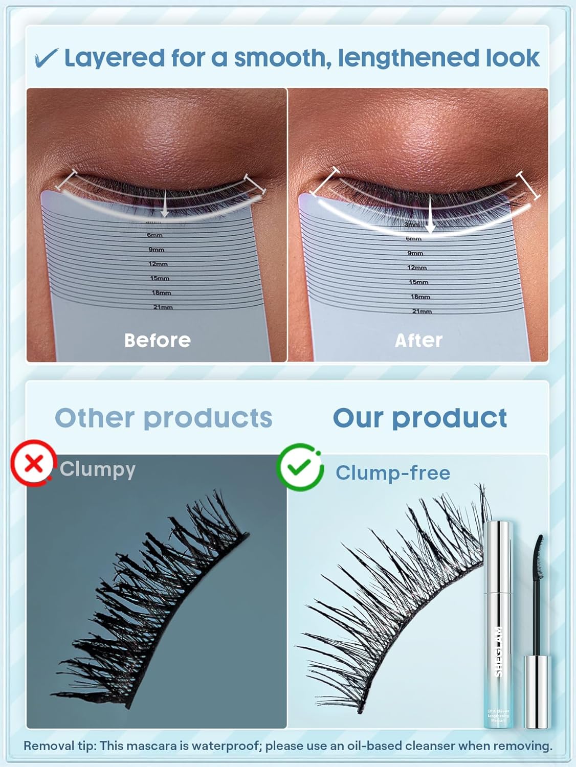 SHEGLAM Lift & Elevate Lengthening Mascara Lengthening Waterproof Mascara,Vegan & Cruelty-Free,Long-lasting- Black