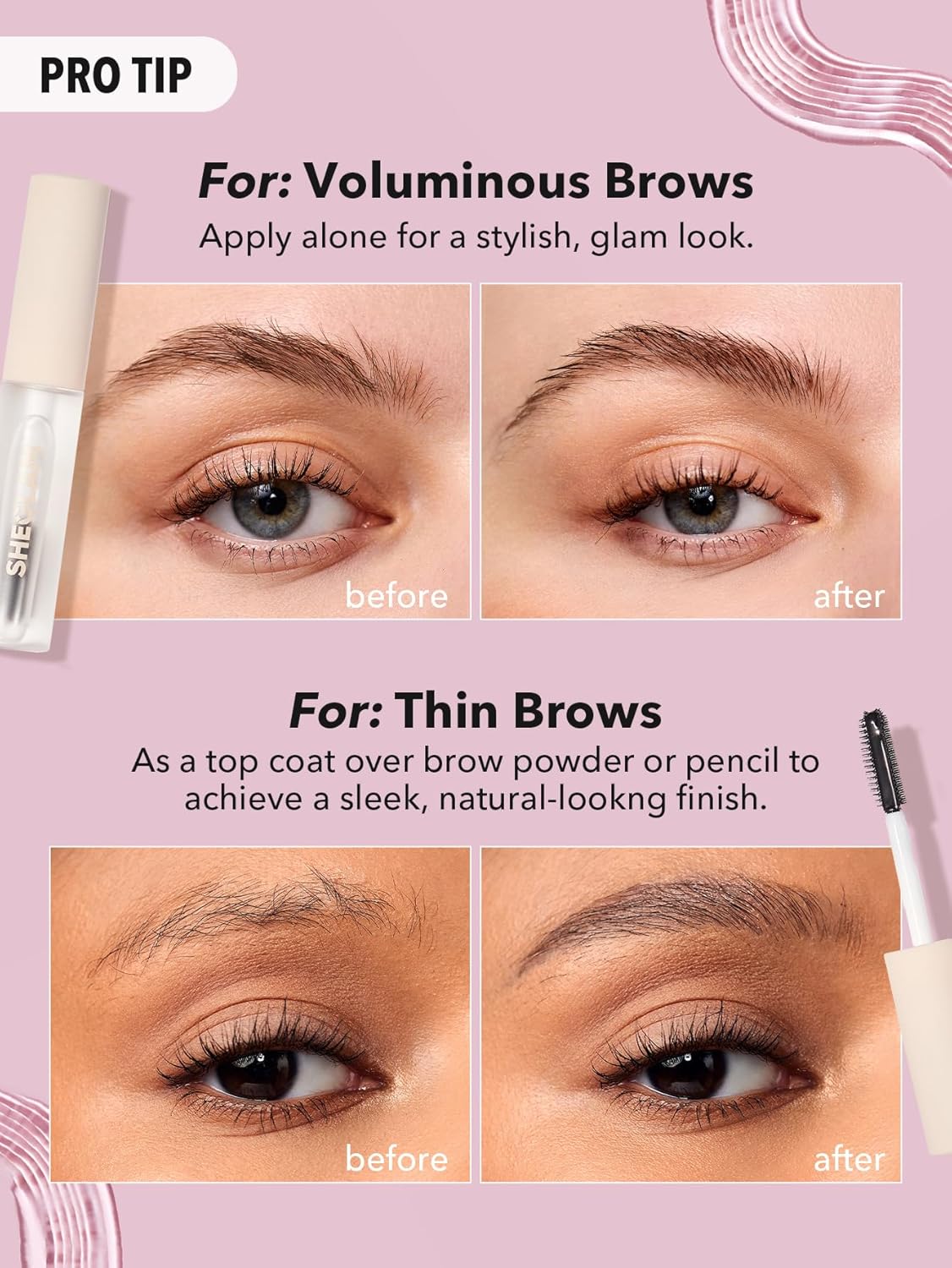 SHEGLAM Set Me Up Brow Gel Long Lasting Waterproof Clear Eyebrow Gel Long Wear Smudge-proof Moisturizing