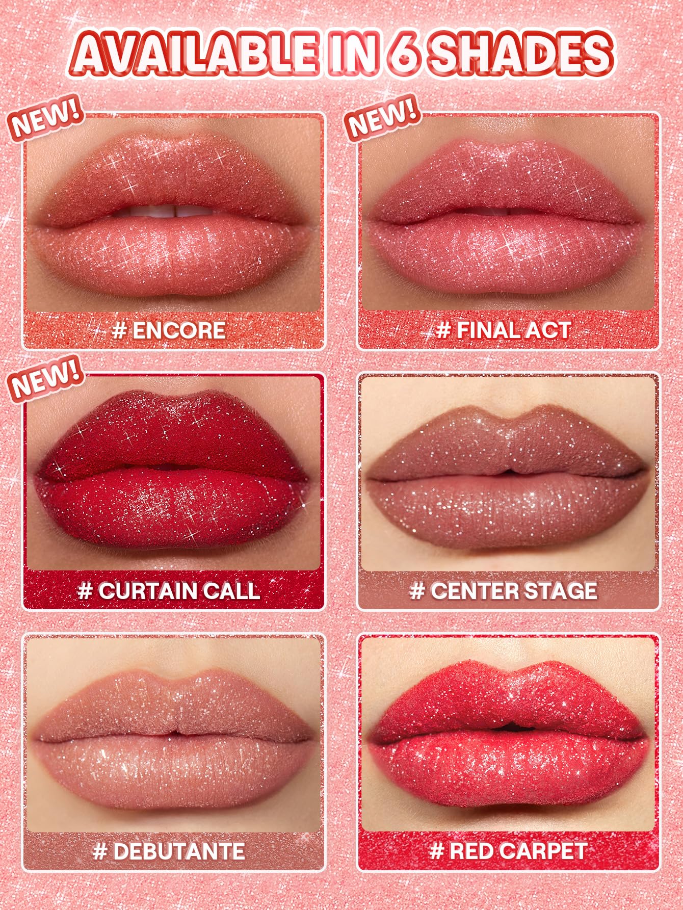 SHEGLAM Lip Dazzler Glitter Kit Long-Lasting Glitter Lip Gloss Sexy Super Stay Non-Sticky Shiny Liquid Kit Lipstick Y2K-Center Stage