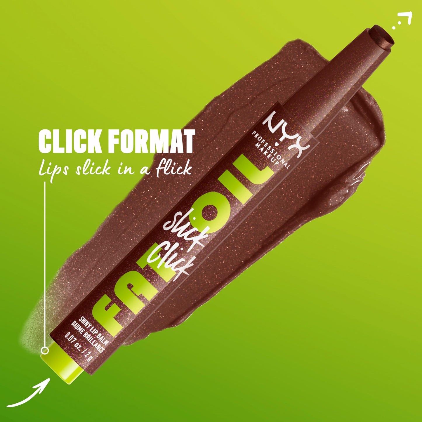 NYX PROFESSIONAL MAKEUP Fat Oil Slick Click, Lightweight, Buildable, Pigmented Vegan Lip Balm - No Filter Needed