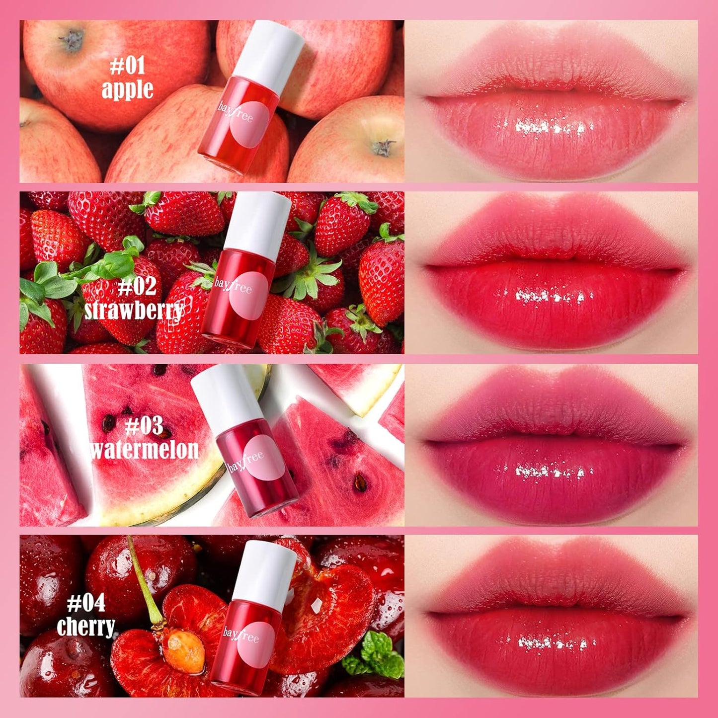Lip Tint Stain Set Long Lasting Waterproof, Lightweight, Non-sticky, Transfer-Proof & Hydrating Tinted Lip Balm, Natural Gloss Finish, Lightweight