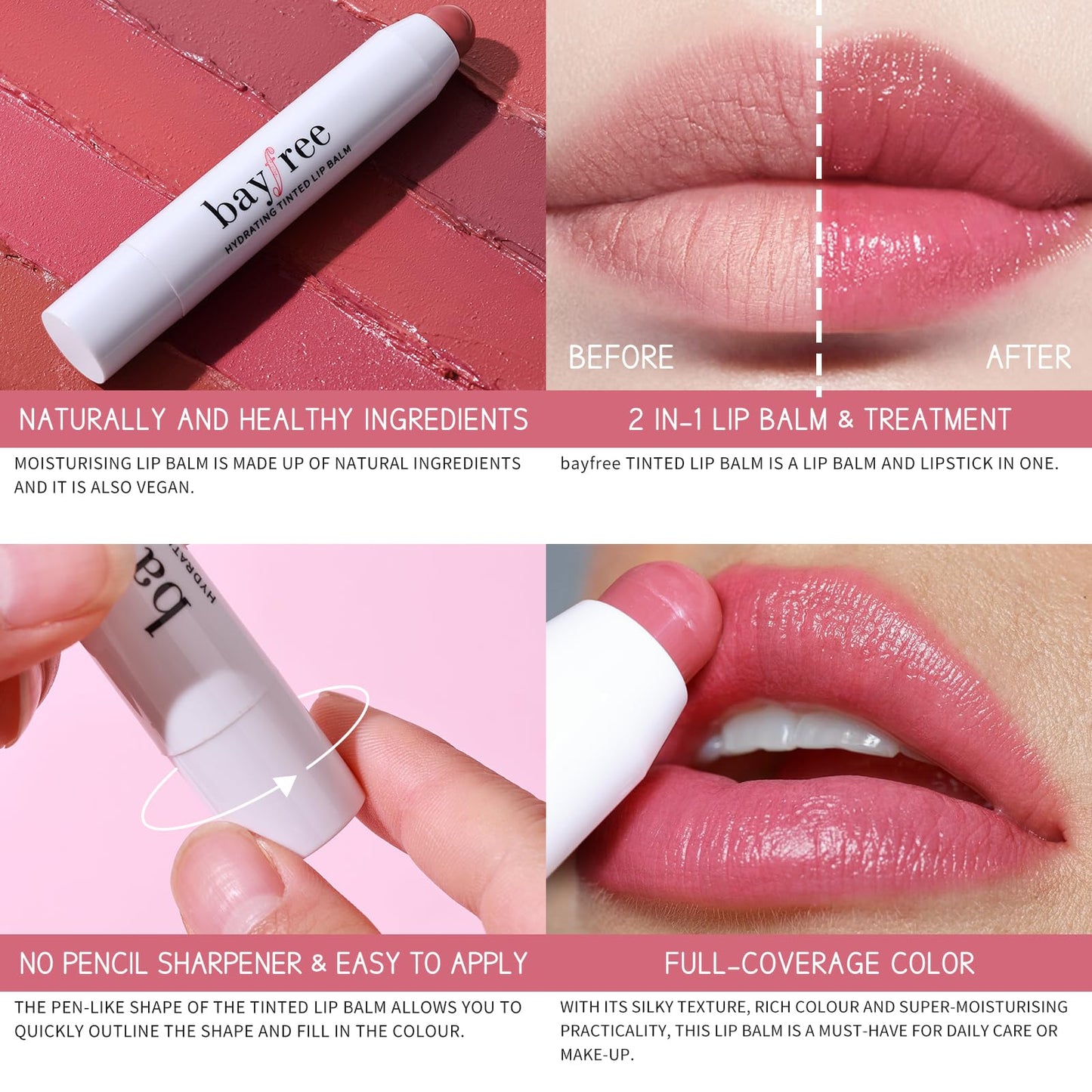 Tinted Lip Balm Plumper, Glossy, Pump Lips, Lightweight, Moisturize & Tint with Jojoba Seed Oil, Vegan Lipbalm Lip Care, Garden