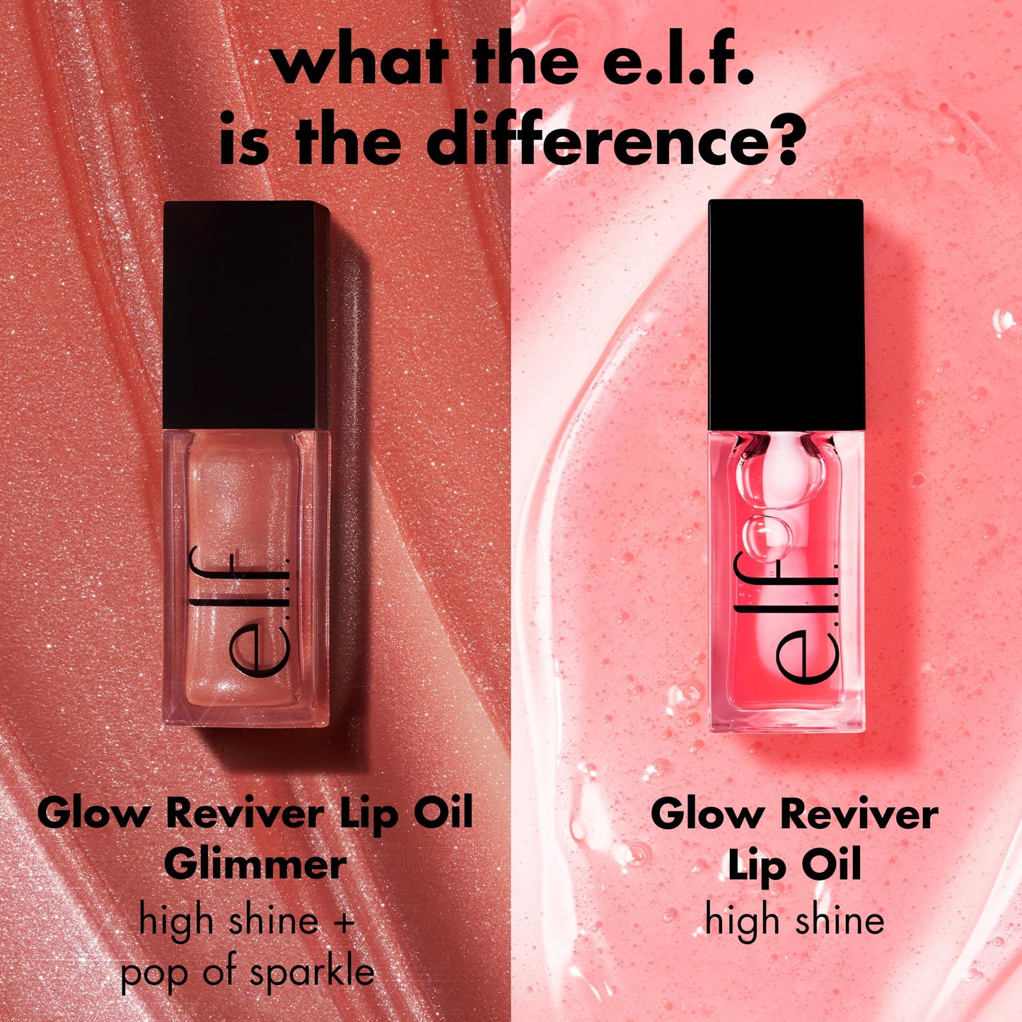 e.l.f. Glow Reviver Lip Oil, Nourishing and Hydrating with High-Shine Glimmer Finish & Sheer Wash Of Color, Minty Scent, Non-Sticky, Vegan & Cruelty-free, Candy Coded