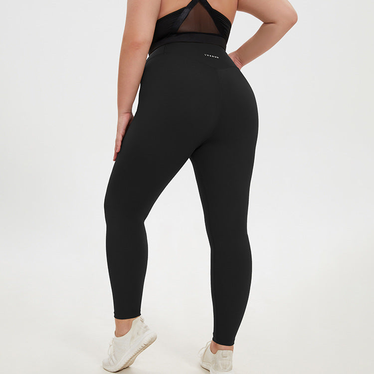 Plus Size High Waist Peach Pants Stretch Tight Yoga Sports