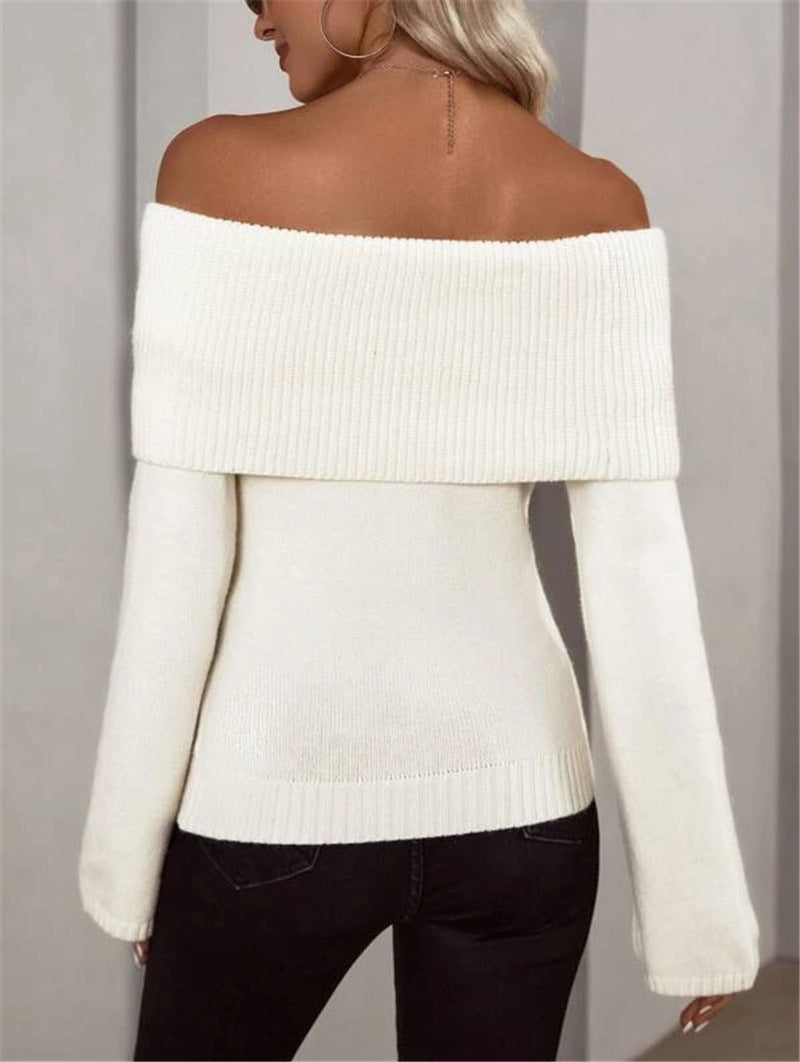 Off-Shoulder Cream Knit
