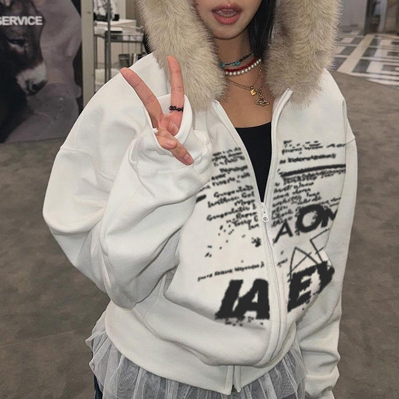 White Graphic Street Hoodie