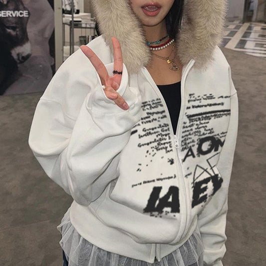 White Graphic Street Hoodie