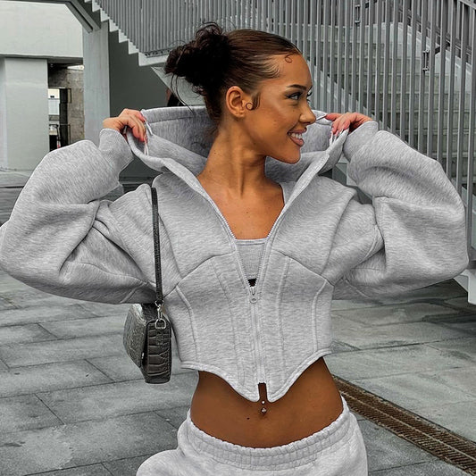 Ash Gray Cropped Hoodie