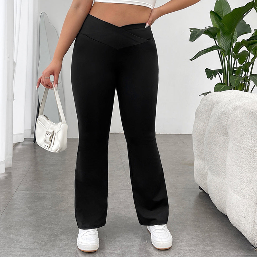 Voidsy curve Waist Casual Pants High Waist Hip Lift Bootcut Pants Drape Wide Leg Pants