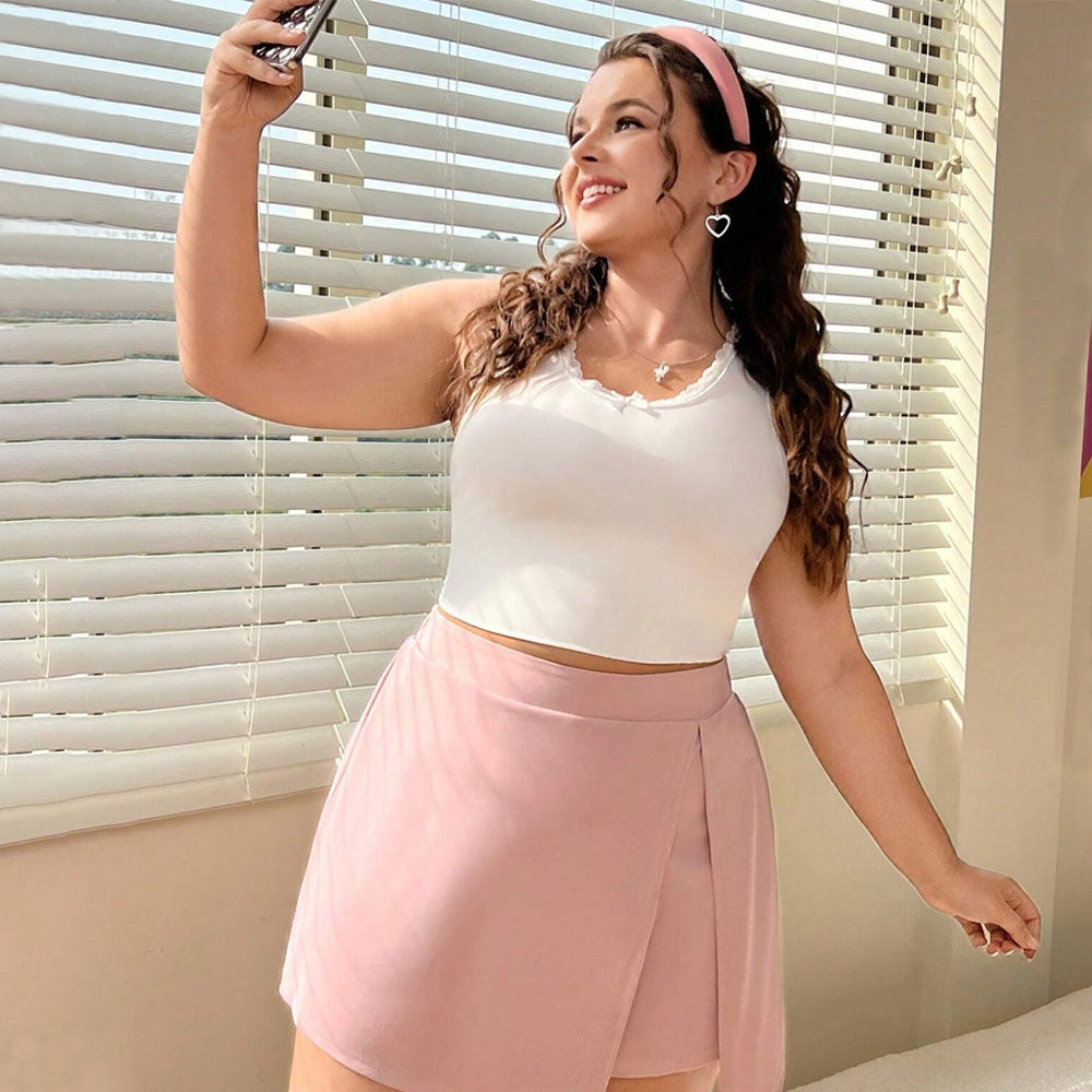Blush Asymmetric A -Line Mini Skirt