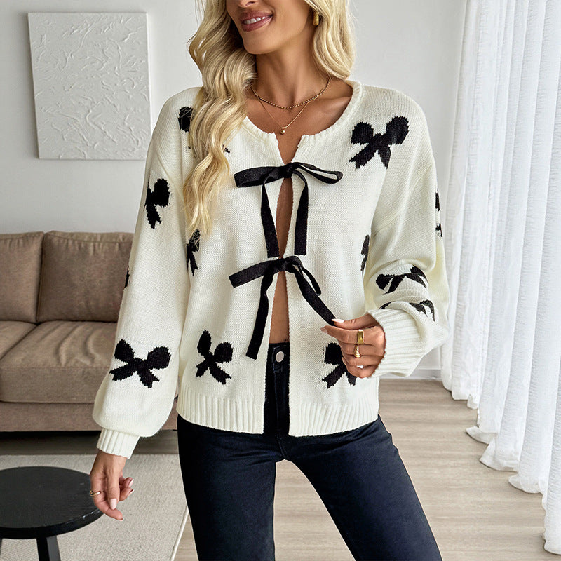 Bow Drama Knit Cardigan