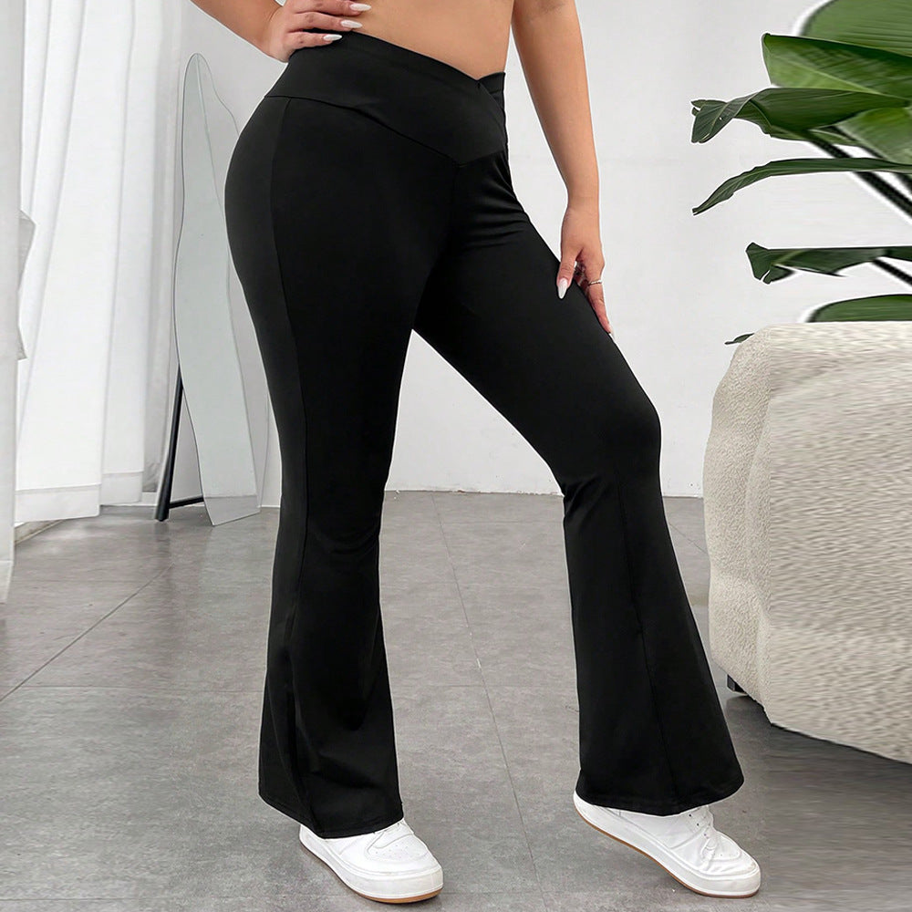 Voidsy curve Waist Casual Pants High Waist Hip Lift Bootcut Pants Drape Wide Leg Pants